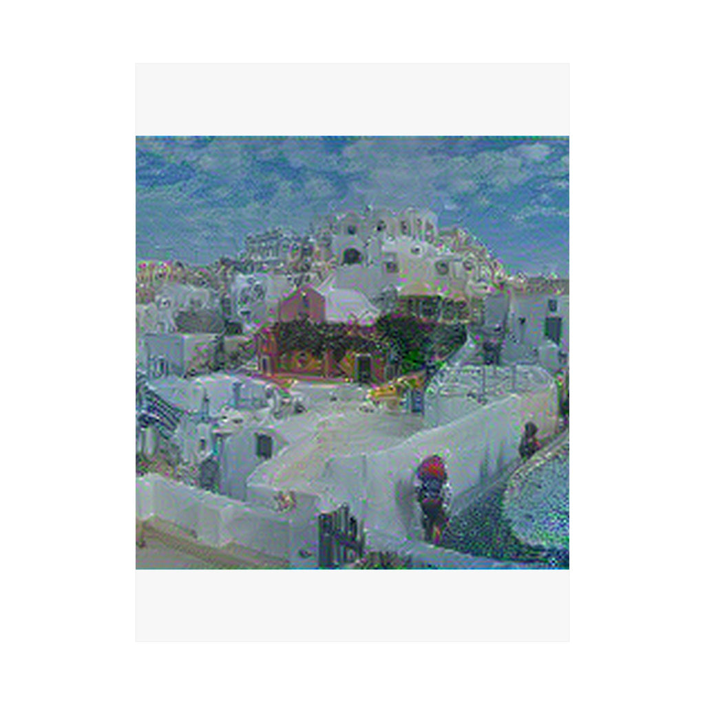 Santorini in Water Lilies Style | Claude Monet Inspired Art