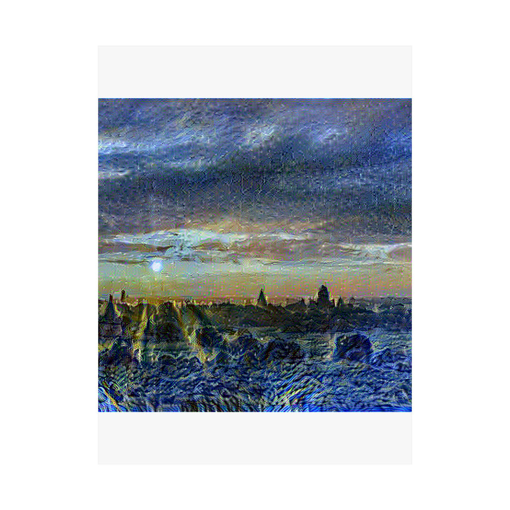 Bagan Temple Plain in Starry Night Style | Vincent van Gogh Inspired Art