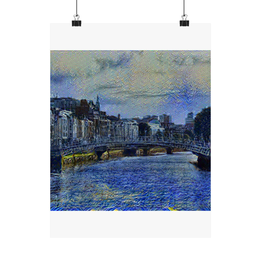 Ha'penny Bridge in Starry Night Style | Vincent van Gogh Inspired Art