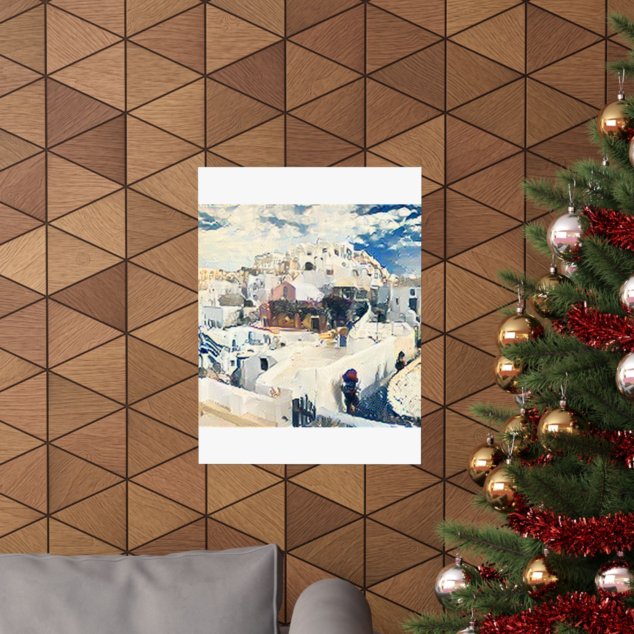 Santorini in The Great Wave off Kanagawa Style | Katsushika Hokusai Inspired Art