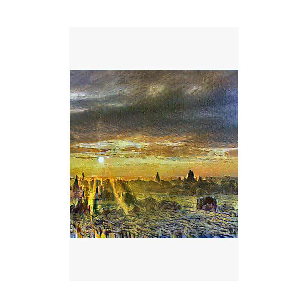 Bagan Temple Plain in Cafe Terrace at Night Style | Vincent van Gogh Inspired Art