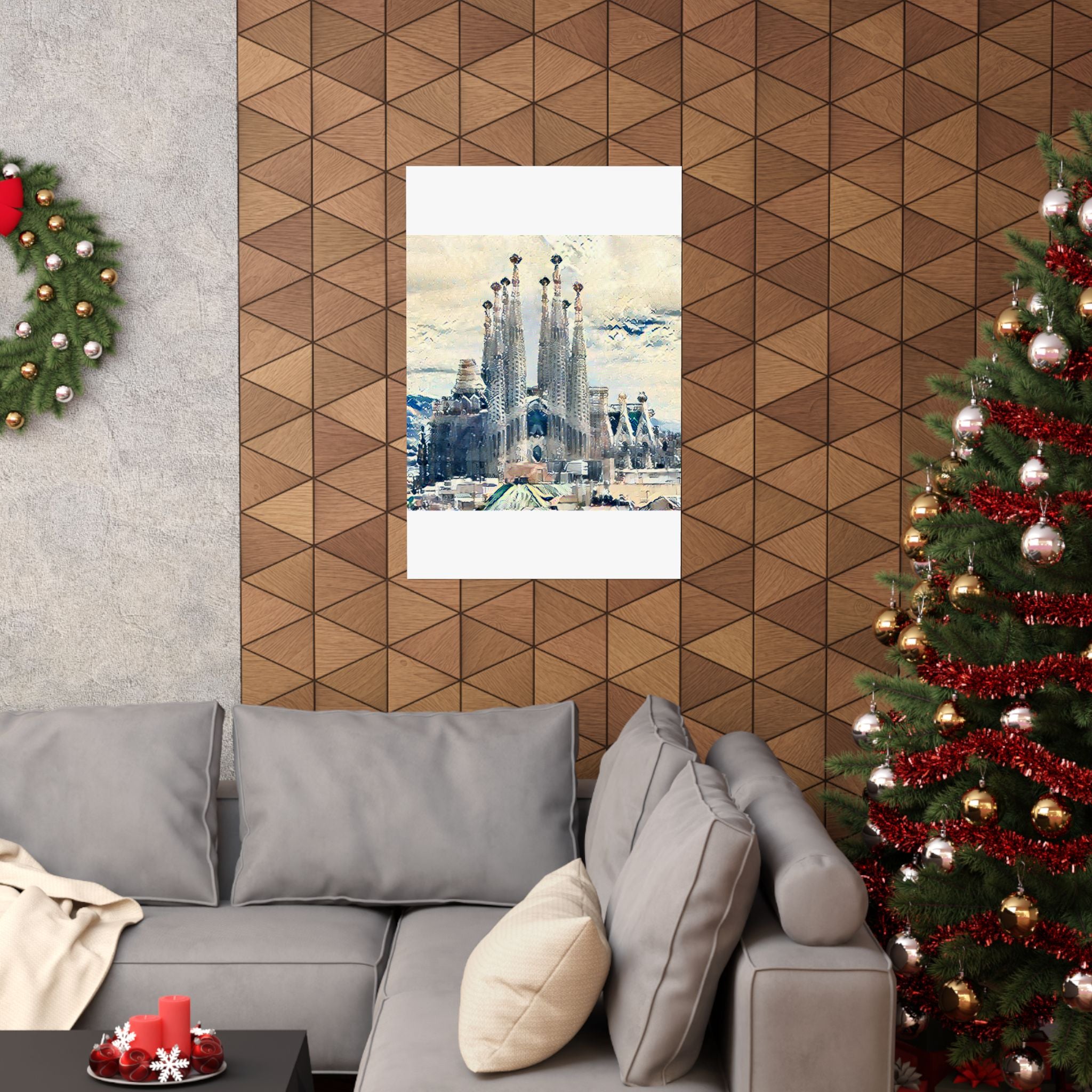 Sagrada Familia in Great Wave Style - Poster Print