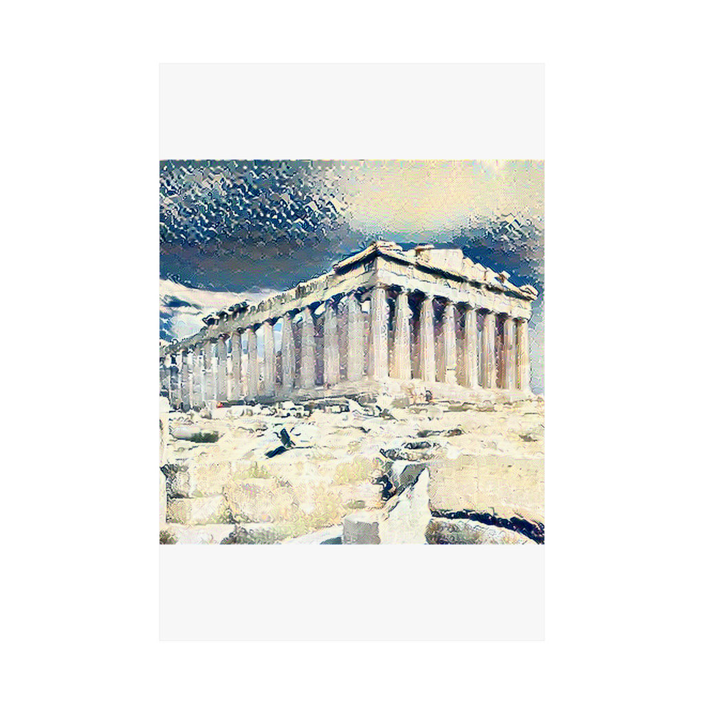 Parthenon in Great Wave Style - Poster Print