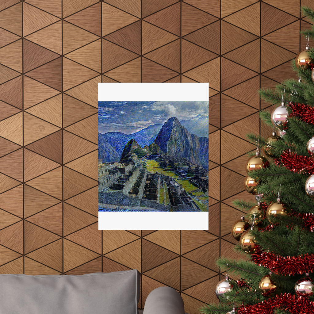Machu Picchu in Starry Night Style - Poster Print