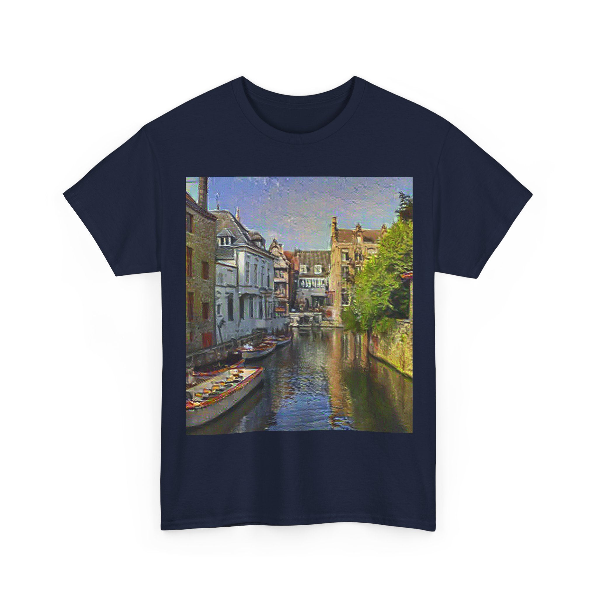 Bruges Medieval Center in Cafe Terrace at Night Style | Vincent van Gogh Inspired Art