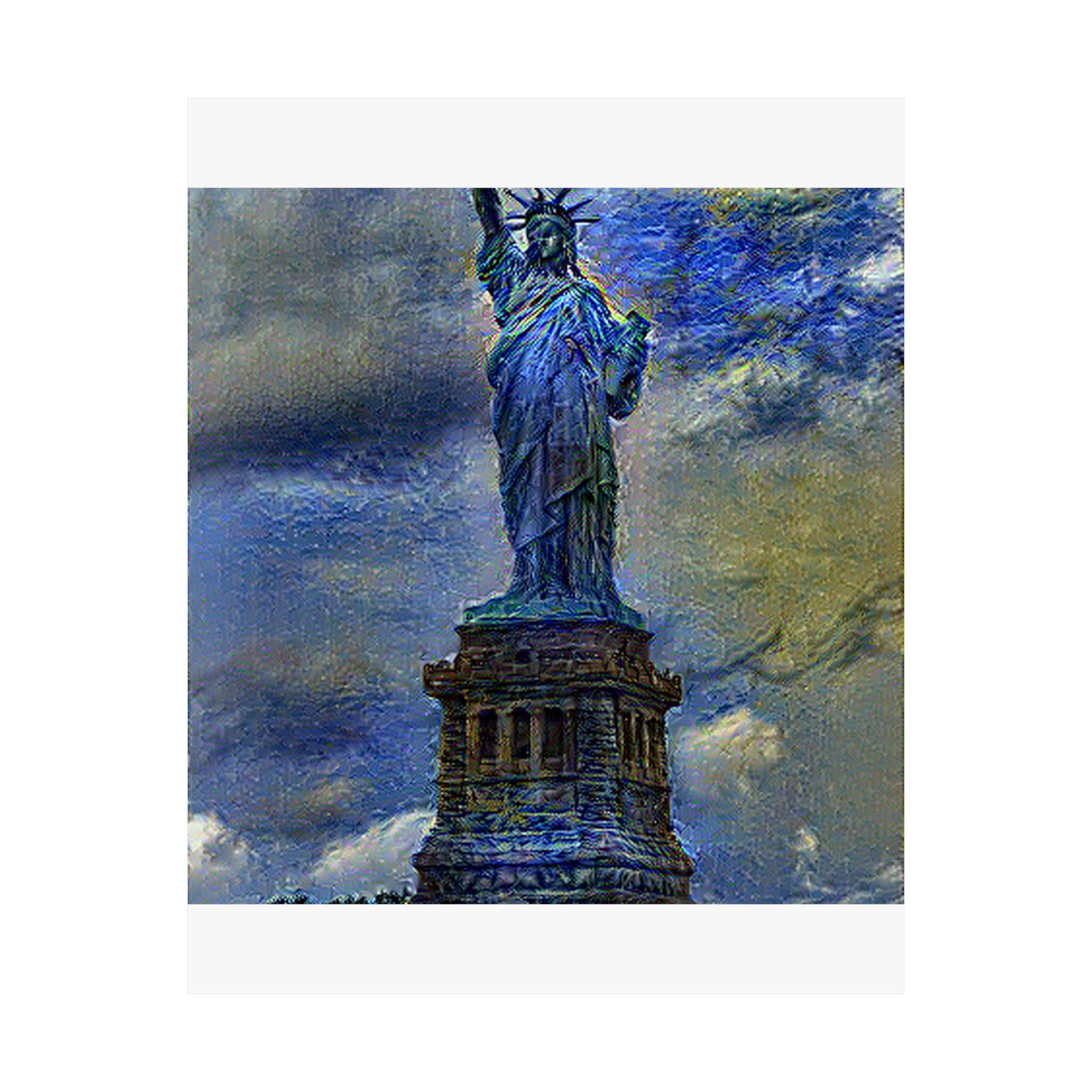 Statue of Liberty in Starry Night Style | Vincent van Gogh Inspired Art
