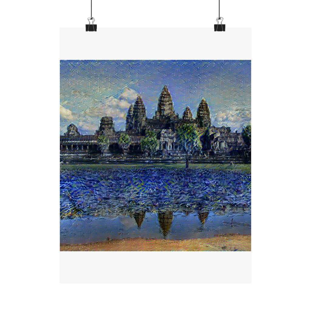 Angkor Wat in Starry Night Style | Vincent van Gogh Inspired Art