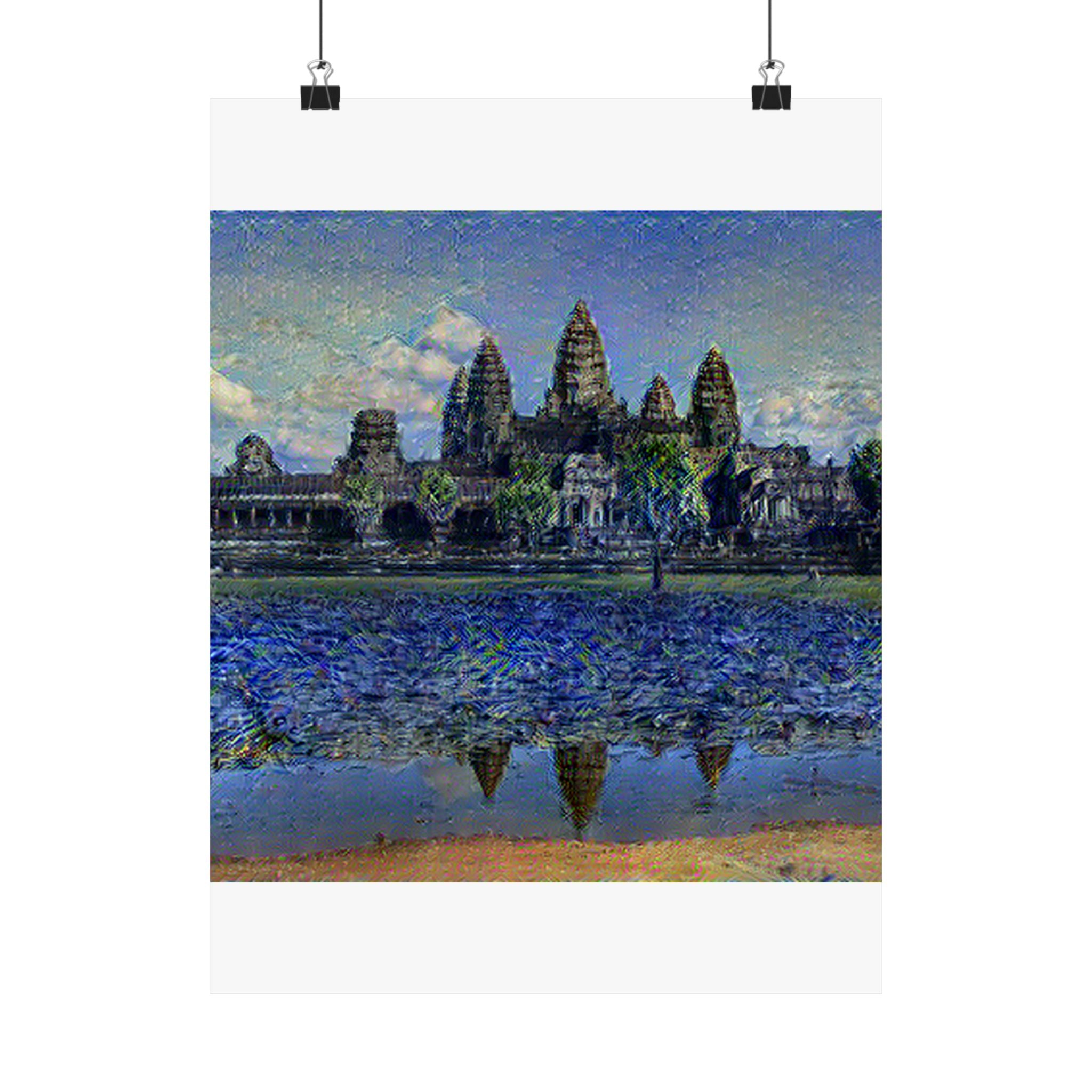 Angkor Wat in Starry Night Style | Vincent van Gogh Inspired Art