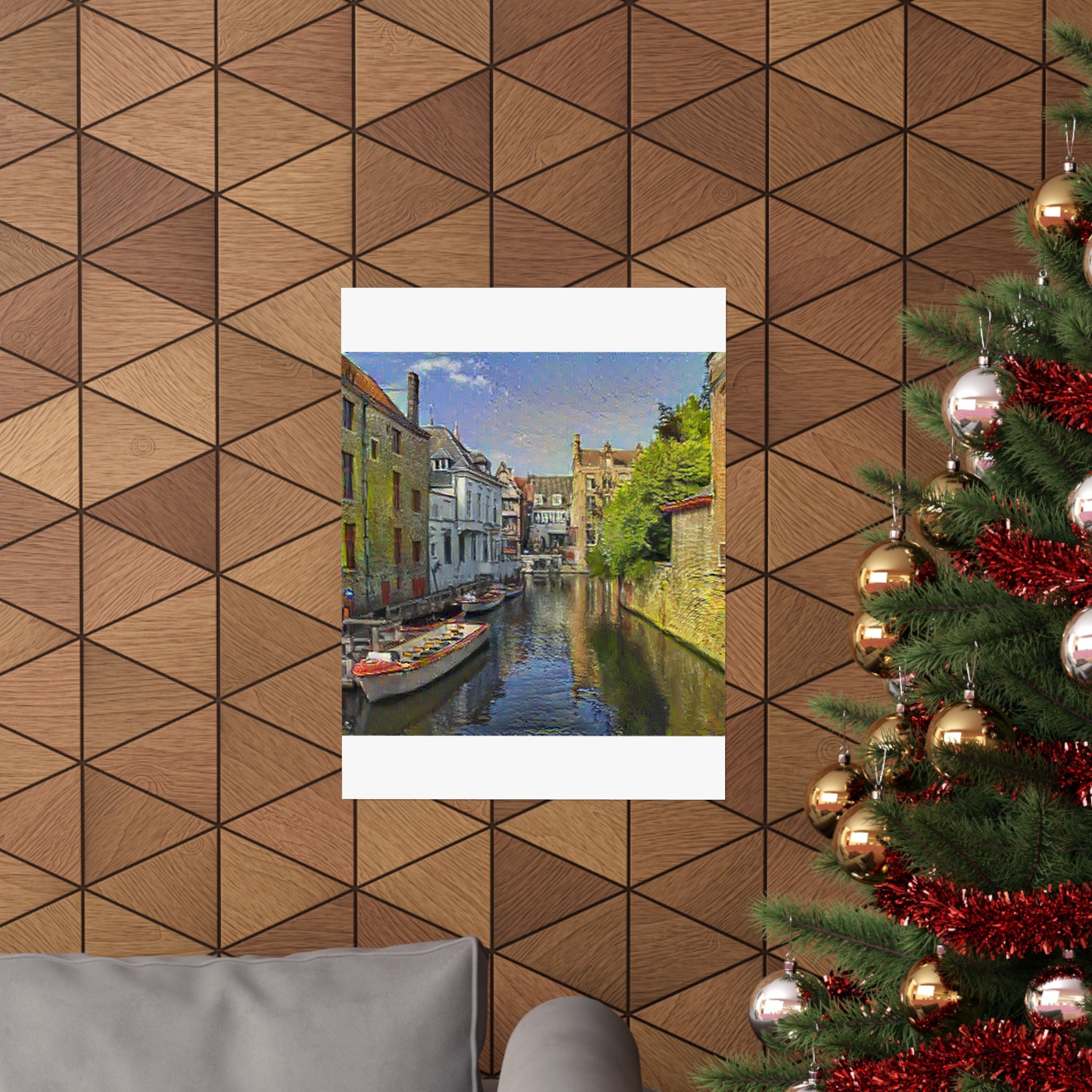 Bruges Medieval Center in Cafe Terrace at Night Style | Vincent van Gogh Inspired Art