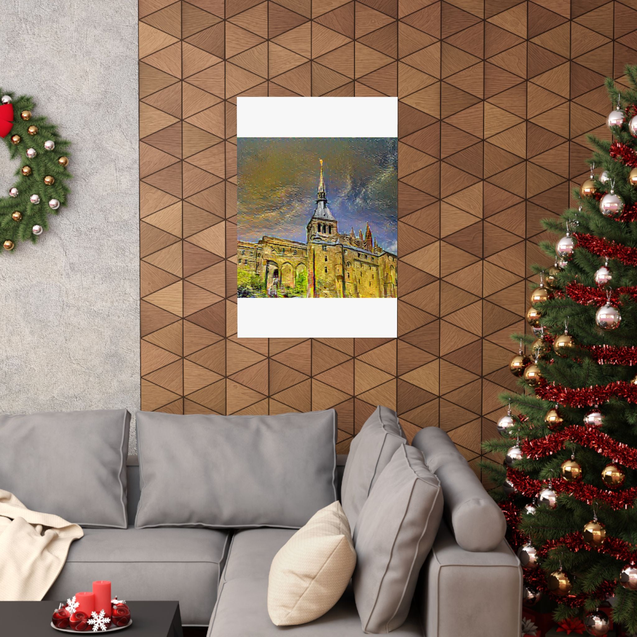 Mont Saint-Michel in Cafe Terrace at Night Style | Vincent van Gogh Inspired Art