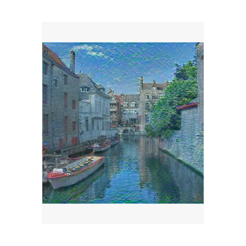 Bruges Medieval Center in Water Lilies Style | Claude Monet Inspired Art