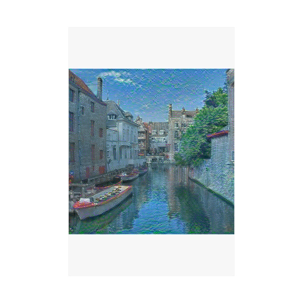 Bruges Medieval Center in Water Lilies Style | Claude Monet Inspired Art
