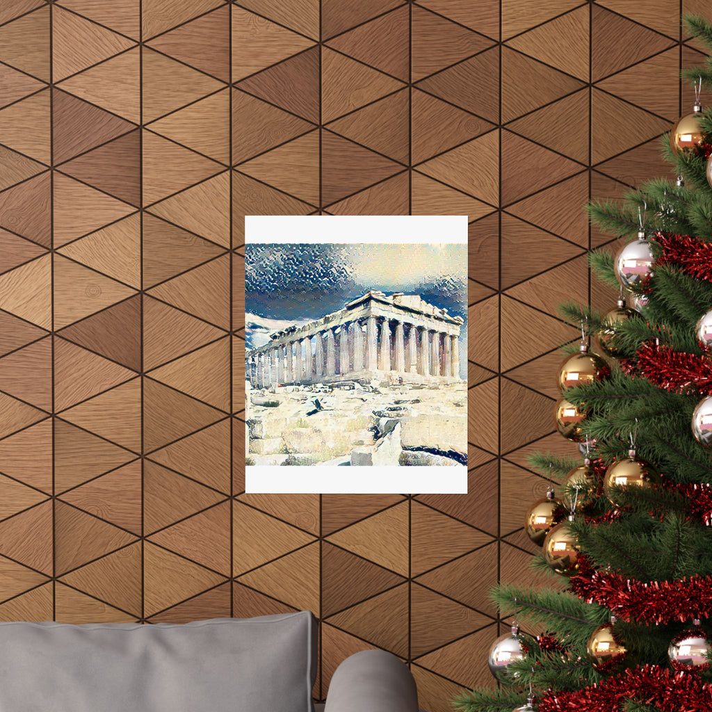 Parthenon in Great Wave Style - Poster Print