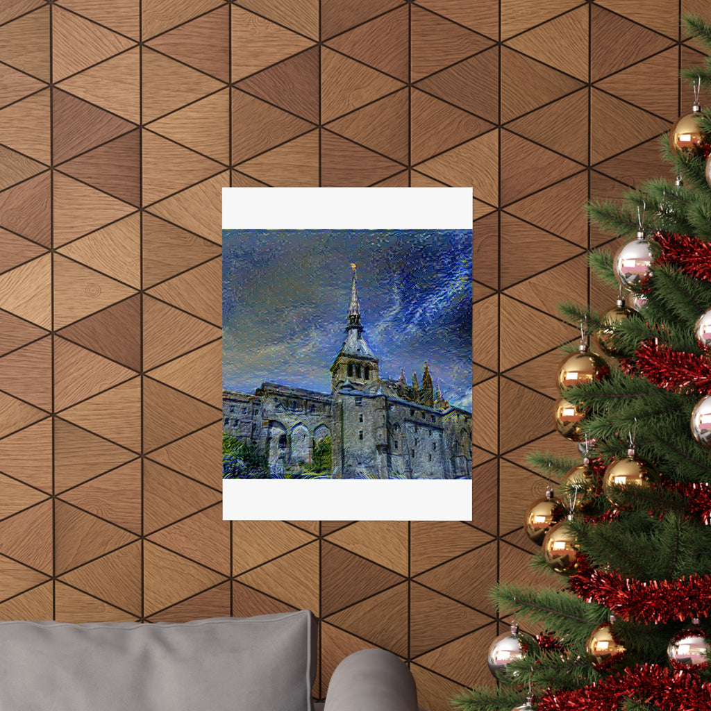 Mont Saint-Michel in Starry Night Style | Vincent van Gogh Inspired Art