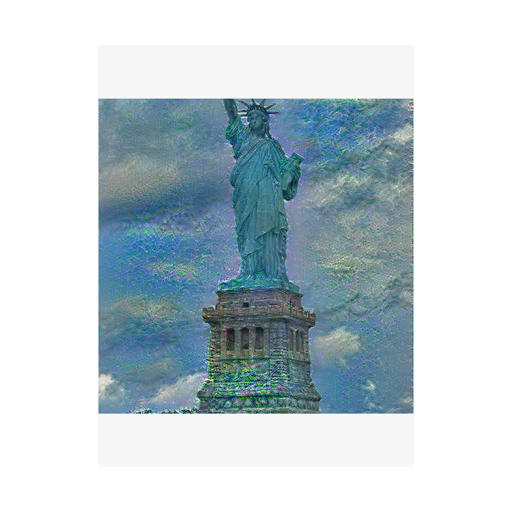 Statue Of Liberty in Water Lilies Style - Poster Print