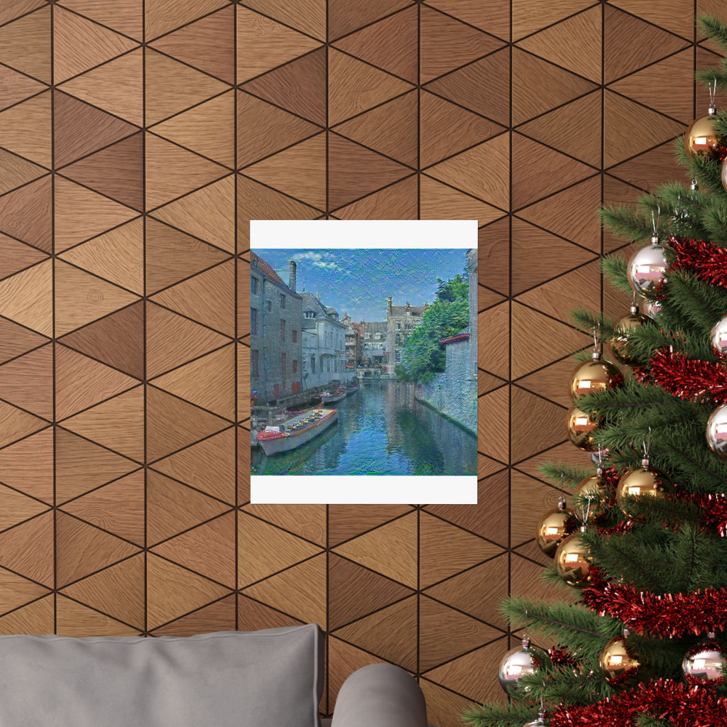 Bruges Medieval Center in Water Lilies Style | Claude Monet Inspired Art