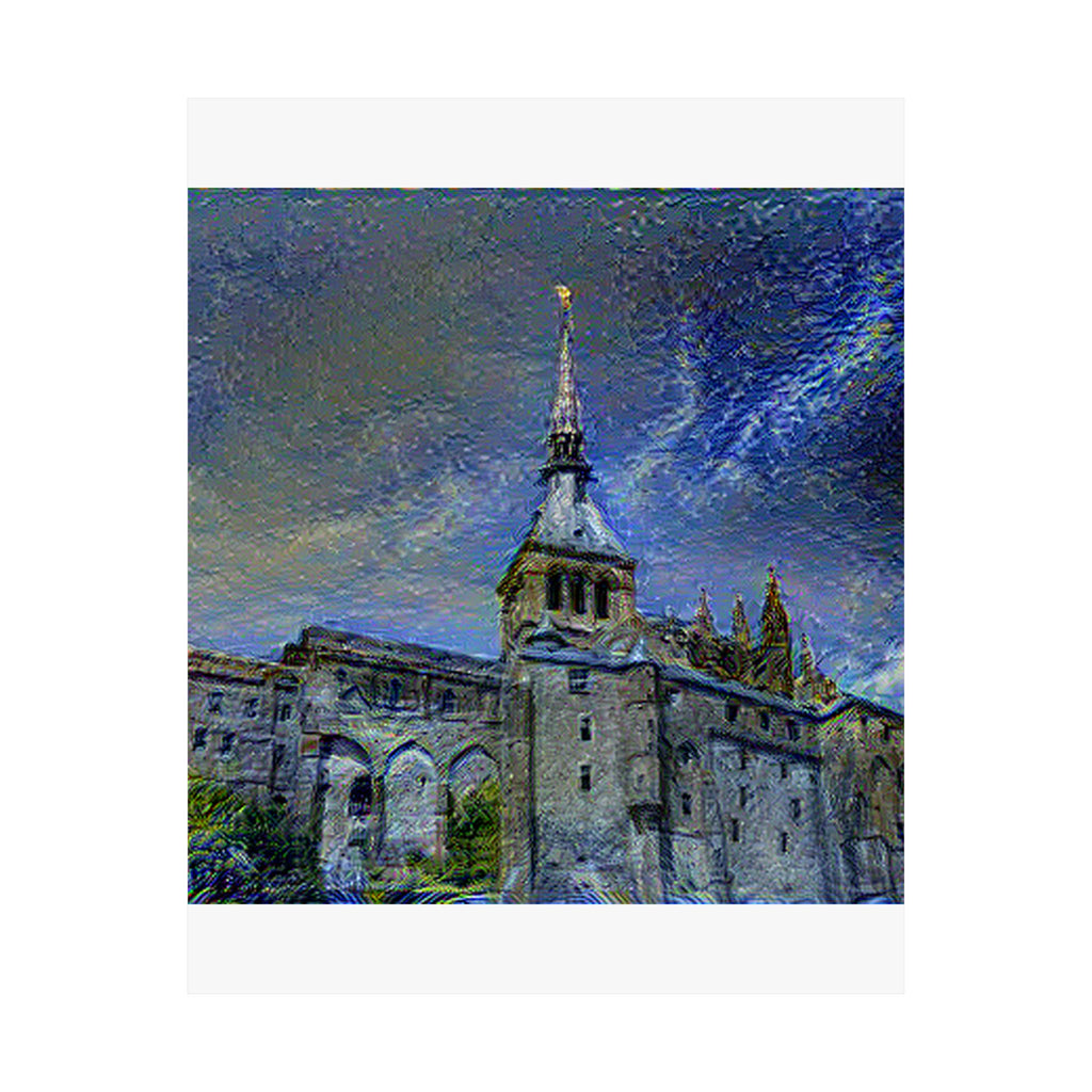 Mont Saint-Michel in Starry Night Style | Vincent van Gogh Inspired Art