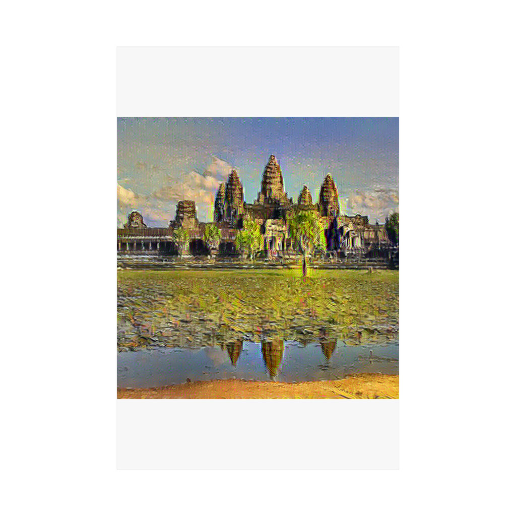 Angkor Wat in Cafe Terrace at Night Style | Vincent van Gogh Inspired Art