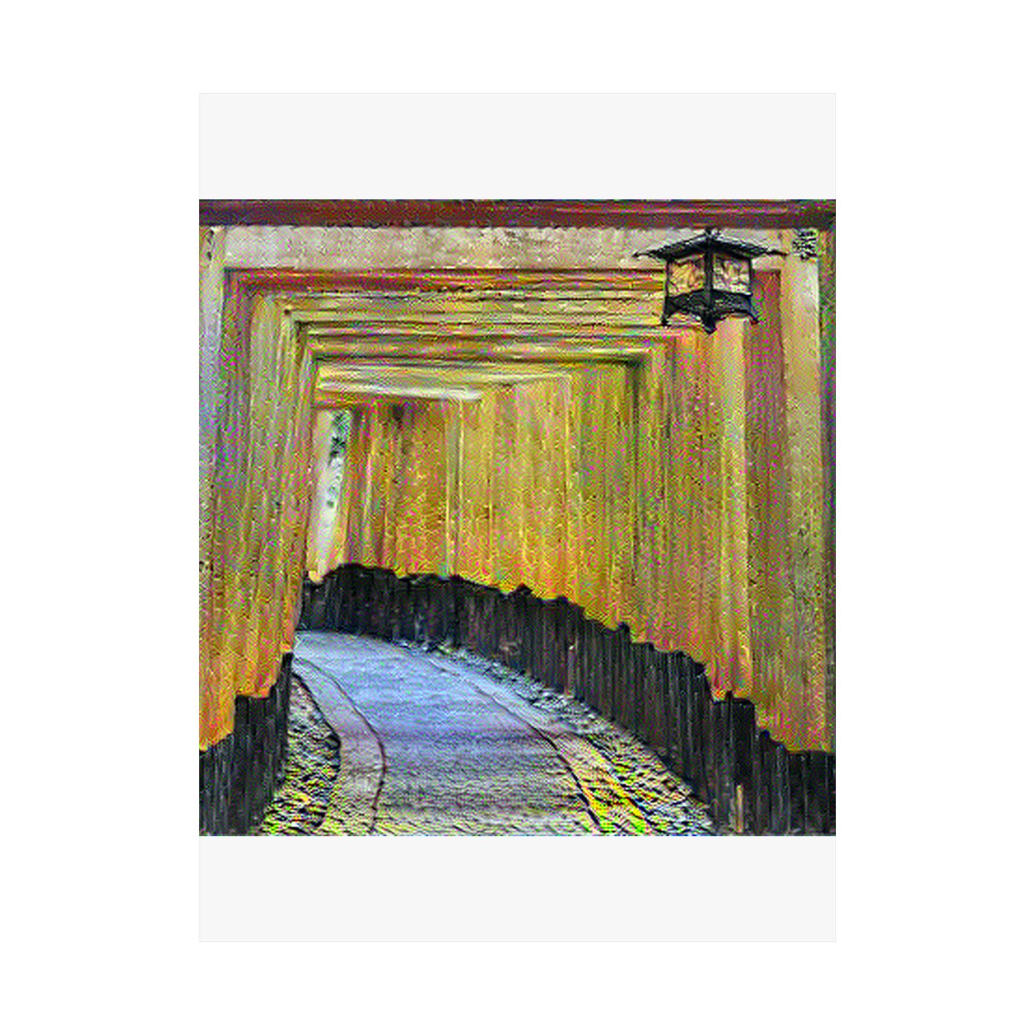 Fushimi Inari Shrine in Cafe Terrace at Night Style | Vincent van Gogh Inspired Art