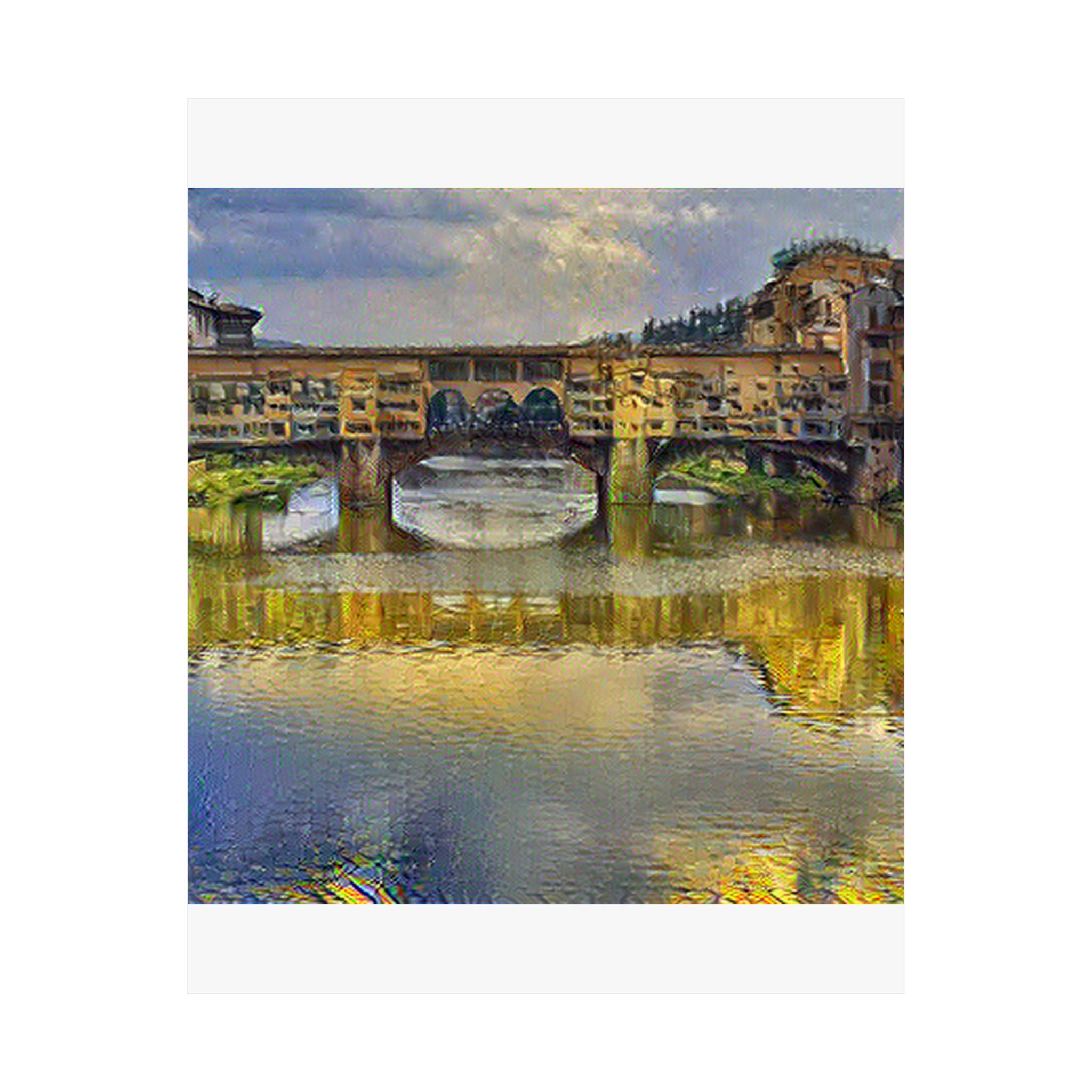 Ponte Vecchio in Cafe Terrace at Night Style | Vincent van Gogh Inspired Art