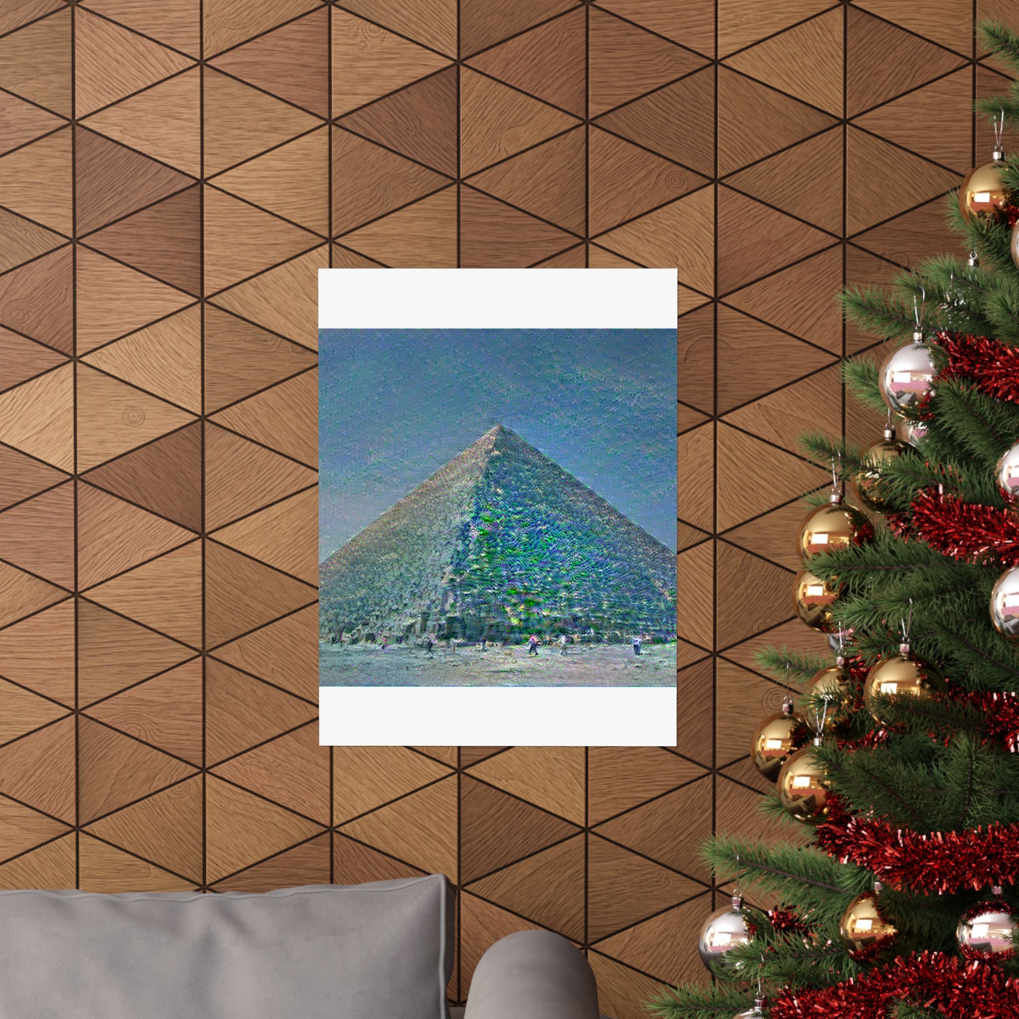 Pyramids Giza in Water Lilies Style - Poster Print
