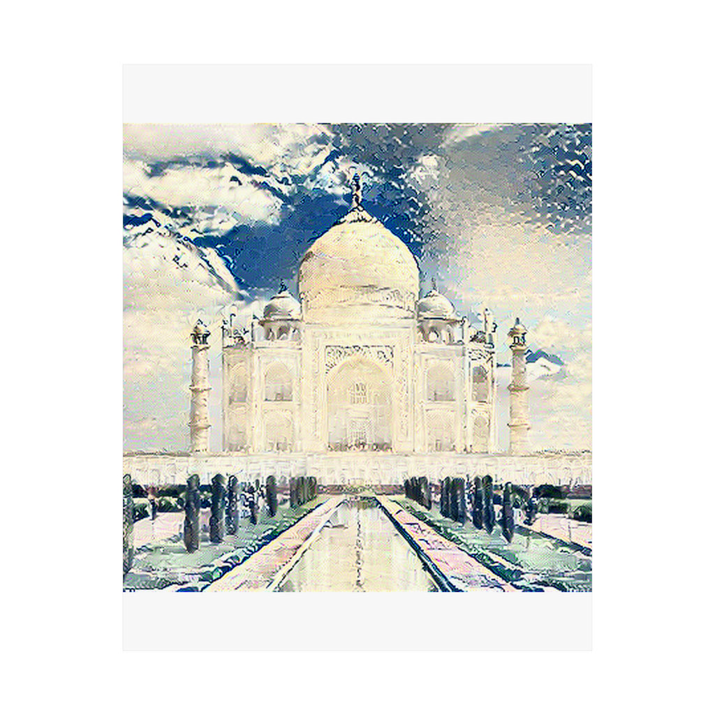 Taj Mahal in Great Wave Style - Poster Print
