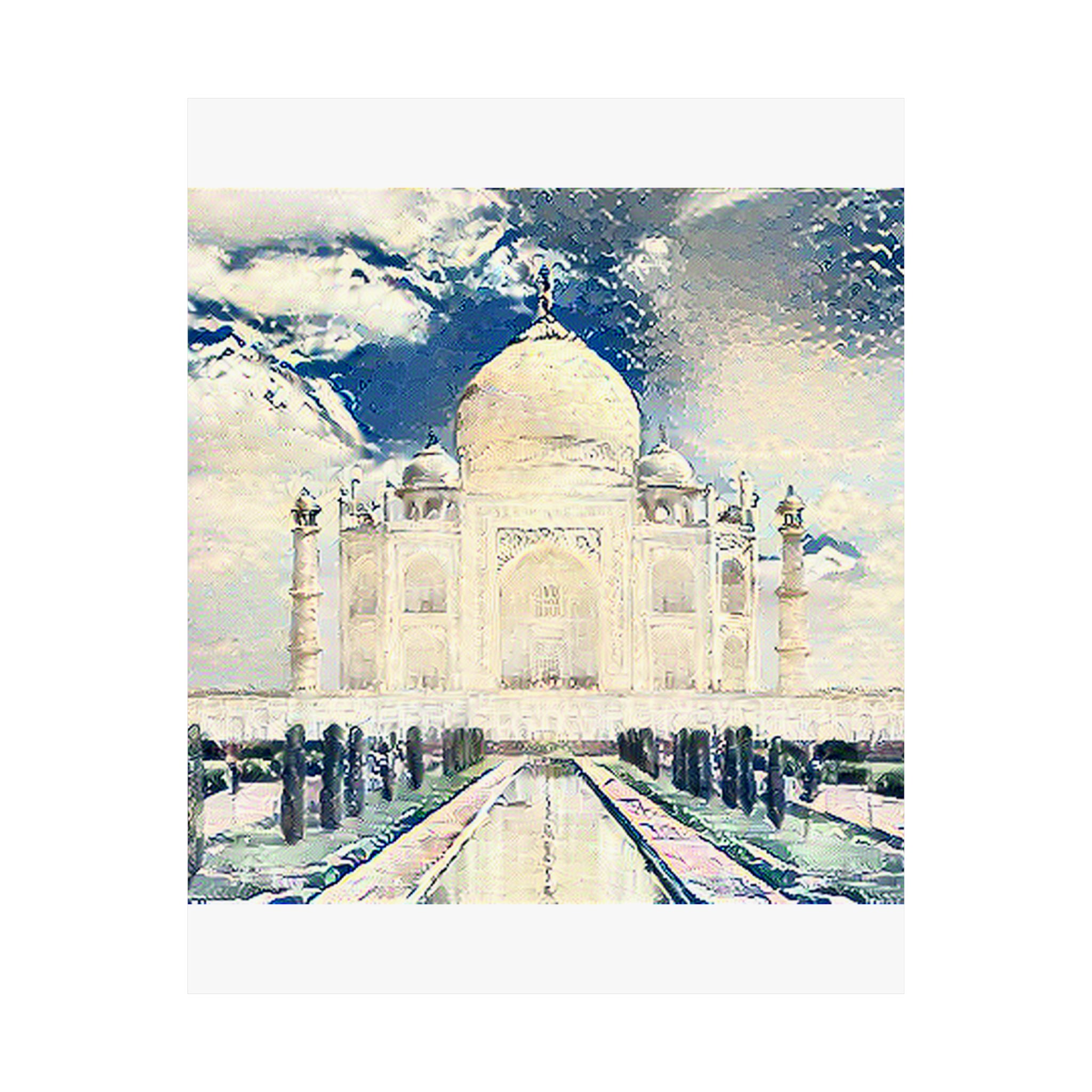 Taj Mahal in Great Wave Style - Poster Print