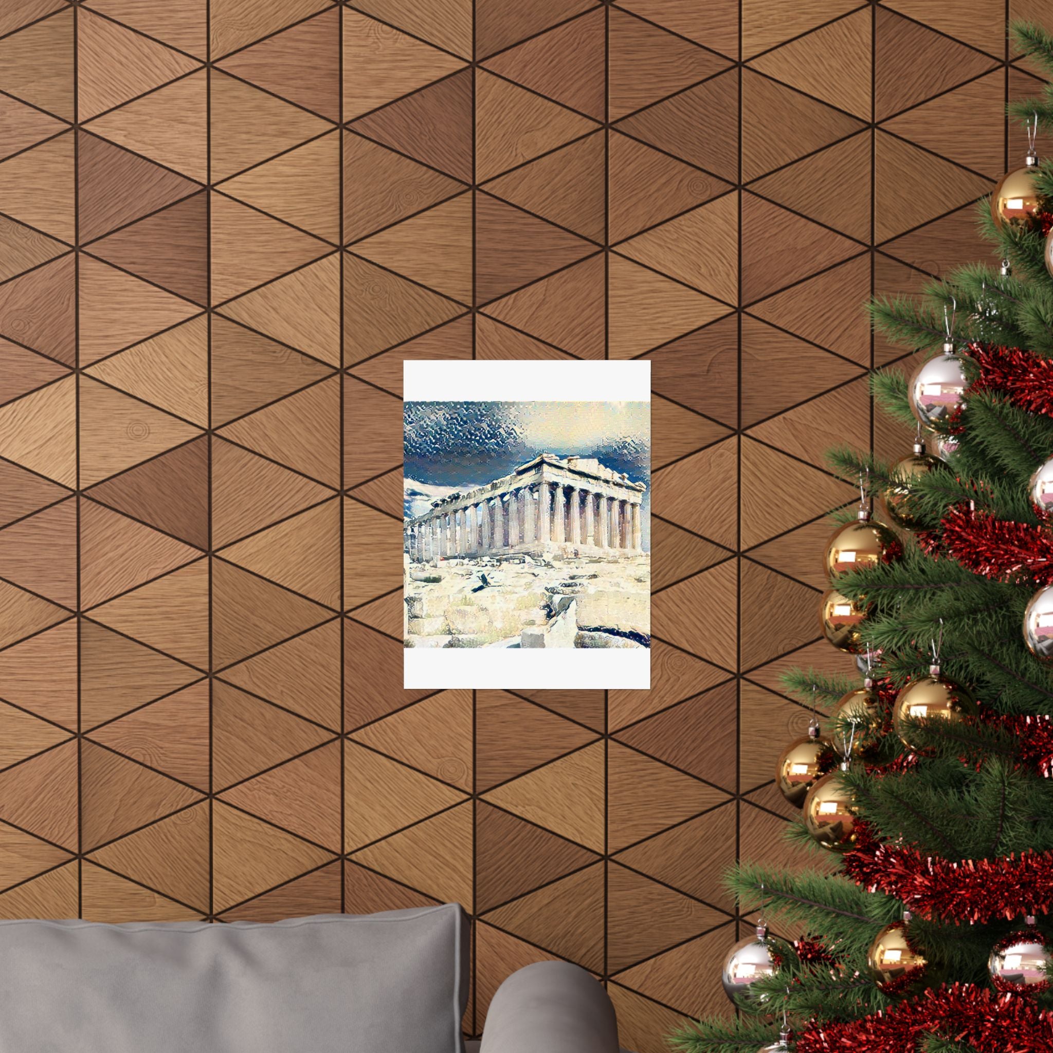 Parthenon in Great Wave Style - Poster Print