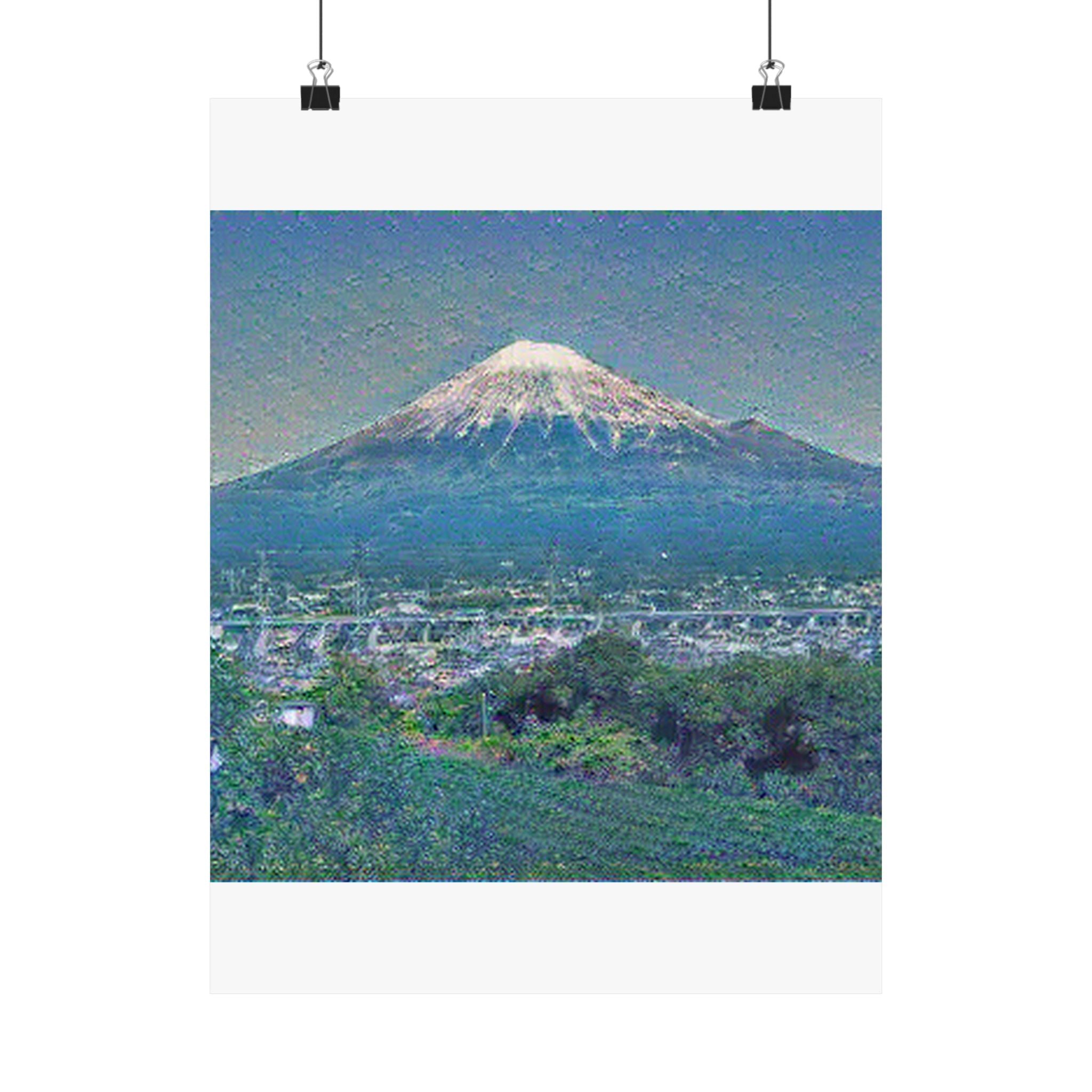 Mount Fuji in Water Lilies Style - Poster Print