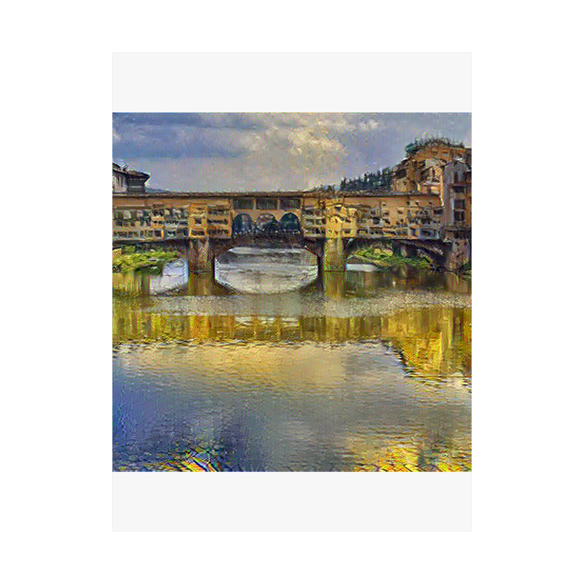 Ponte Vecchio in Cafe Terrace at Night Style | Vincent van Gogh Inspired Art
