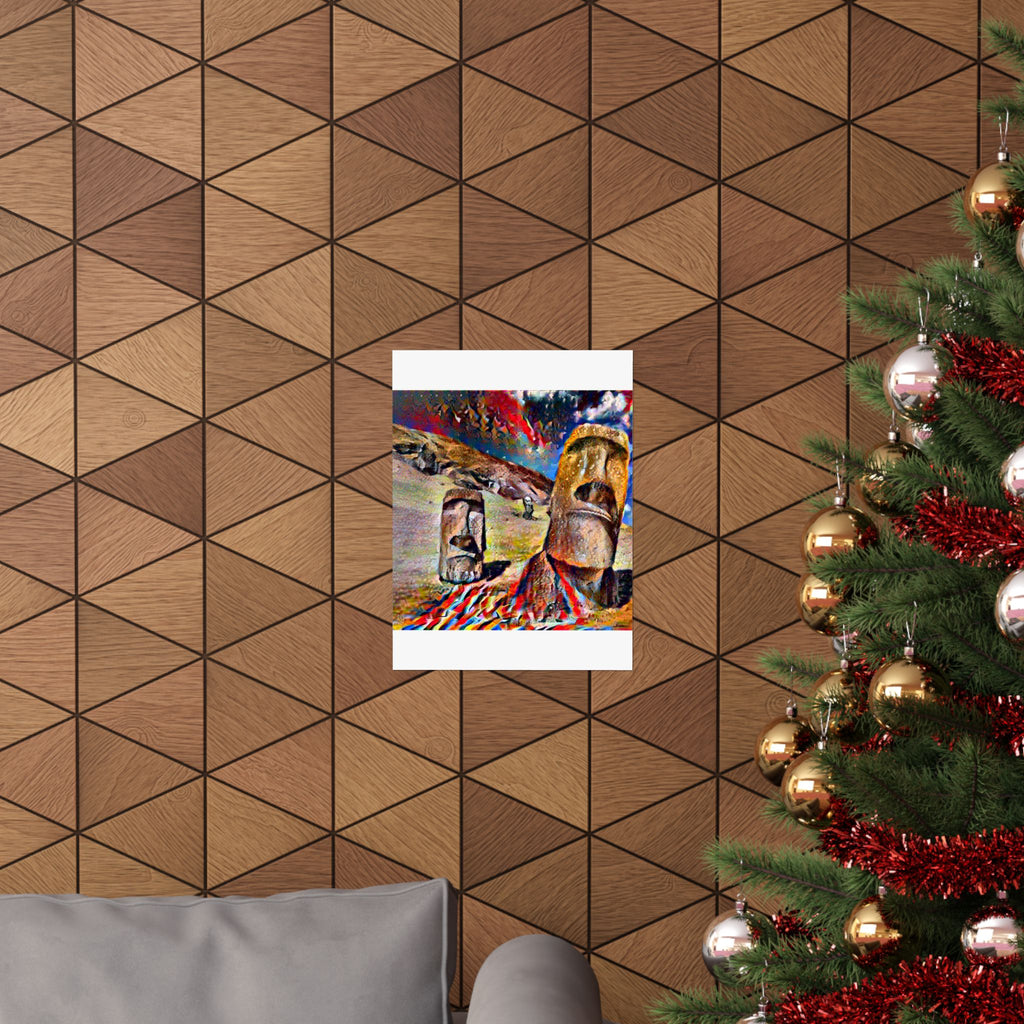 Moai Statues in Composition VII Style | Wassily Kandinsky Inspired Art