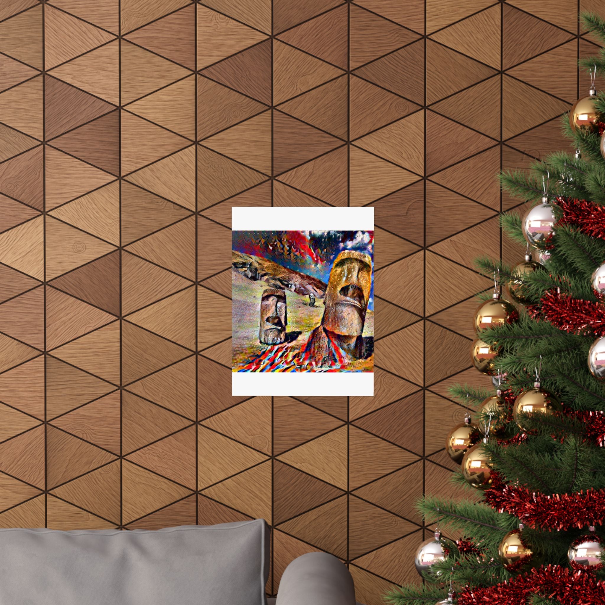 Moai Statues in Composition VII Style | Wassily Kandinsky Inspired Art