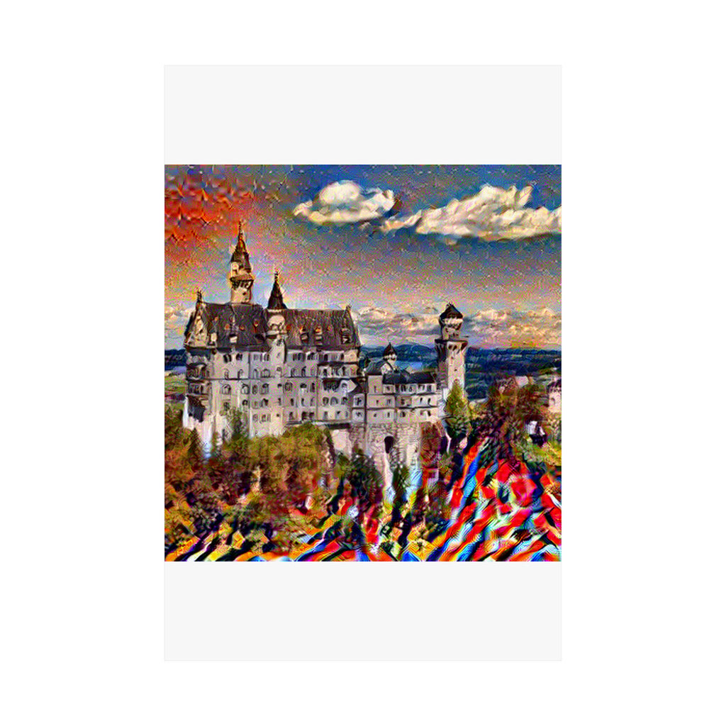 Neuschwanstein in Composition Vii Style - Poster Print