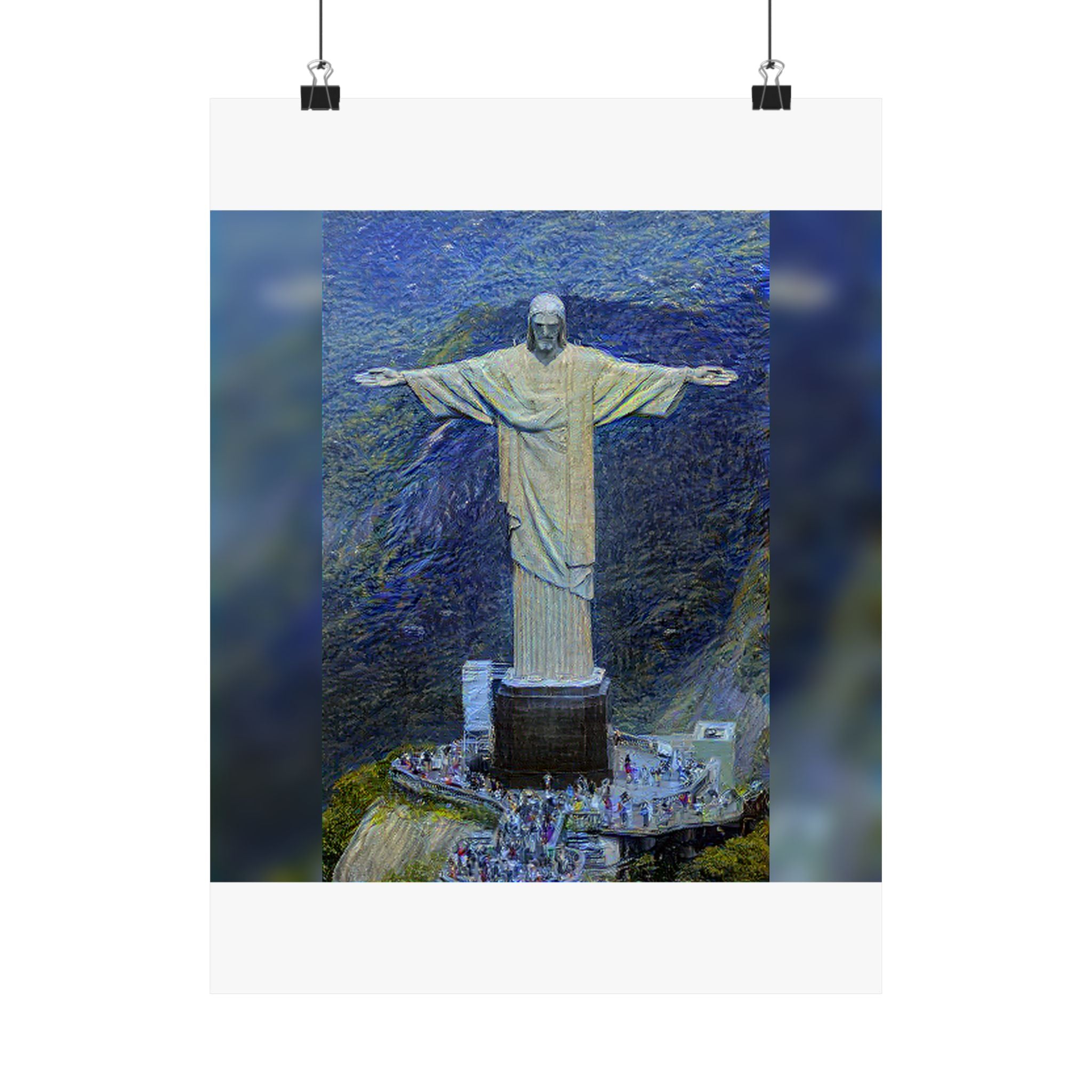 Christ the Redeemer in Starry Night Style - Art Poster Print