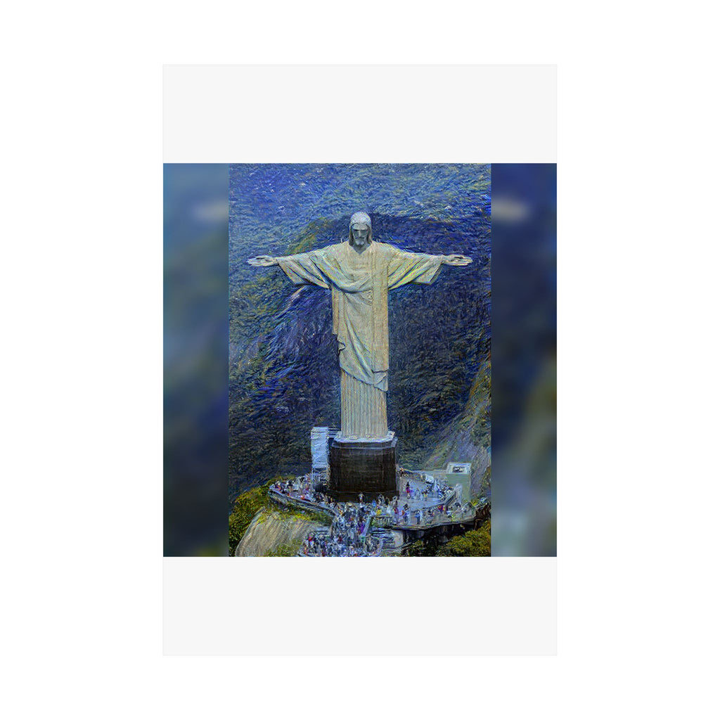 Christ the Redeemer in Starry Night Style - Art Poster Print