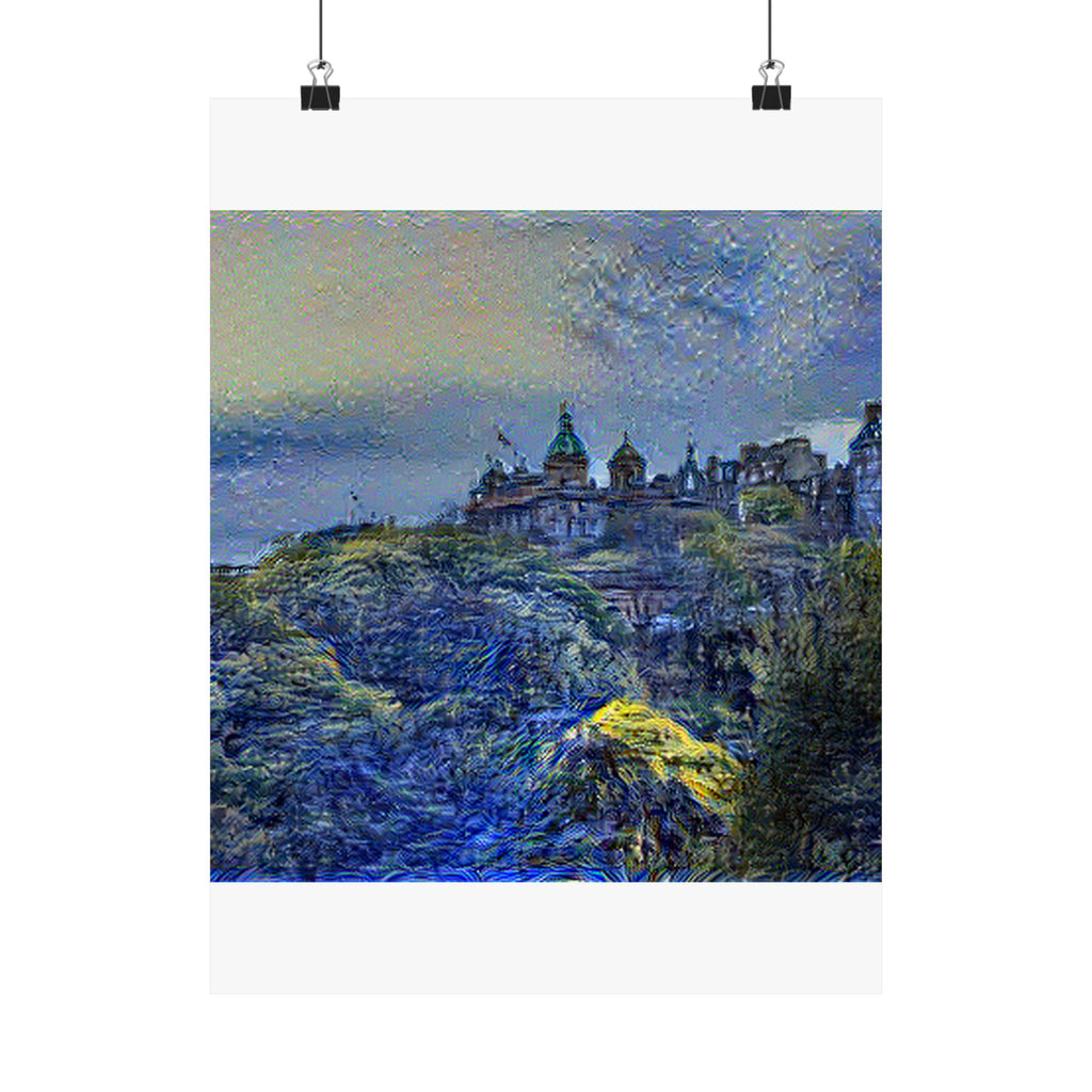 Edinburgh Old Town in Starry Night Style | Vincent van Gogh Inspired Art
