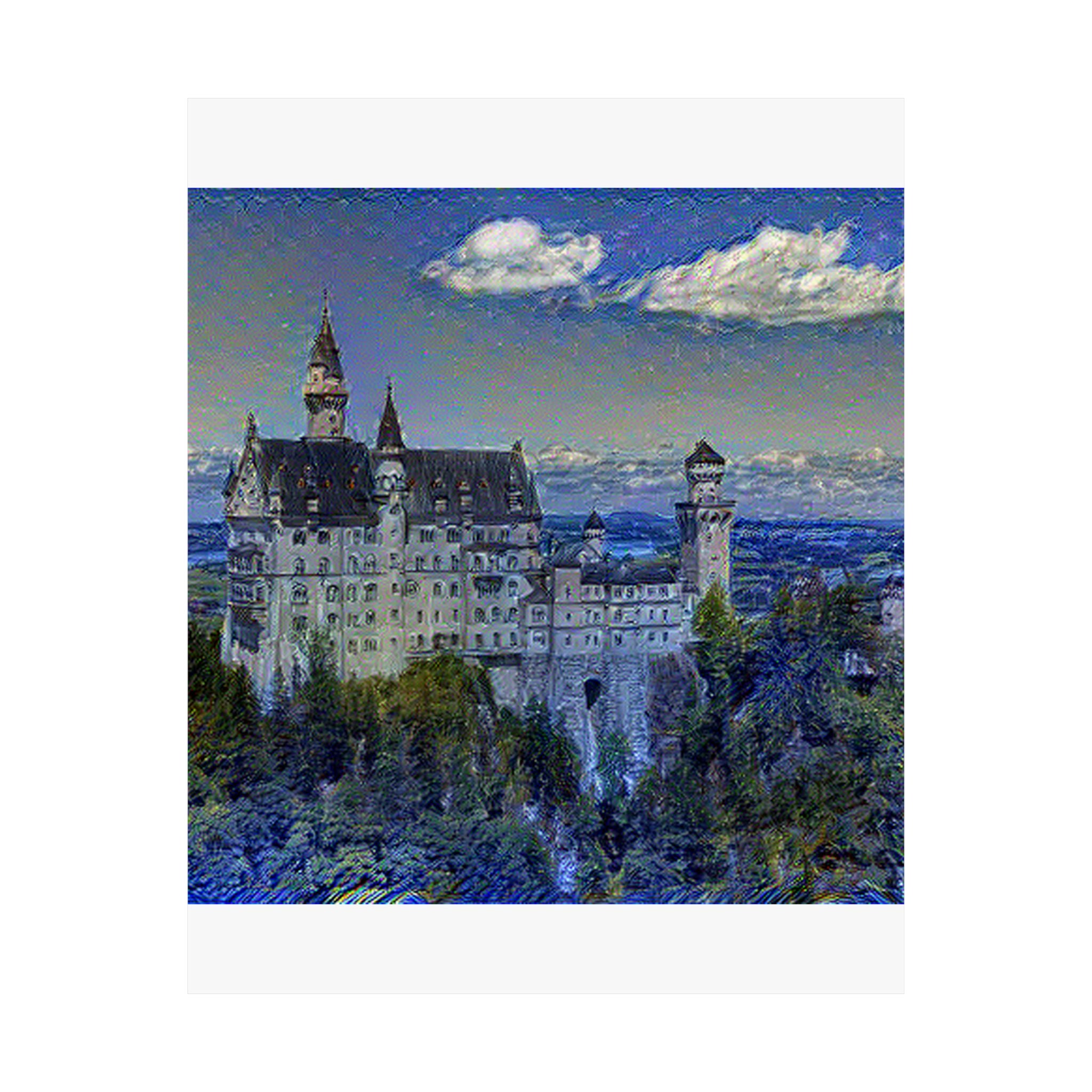 Neuschwanstein Castle in Starry Night Style | Vincent van Gogh Inspired Art
