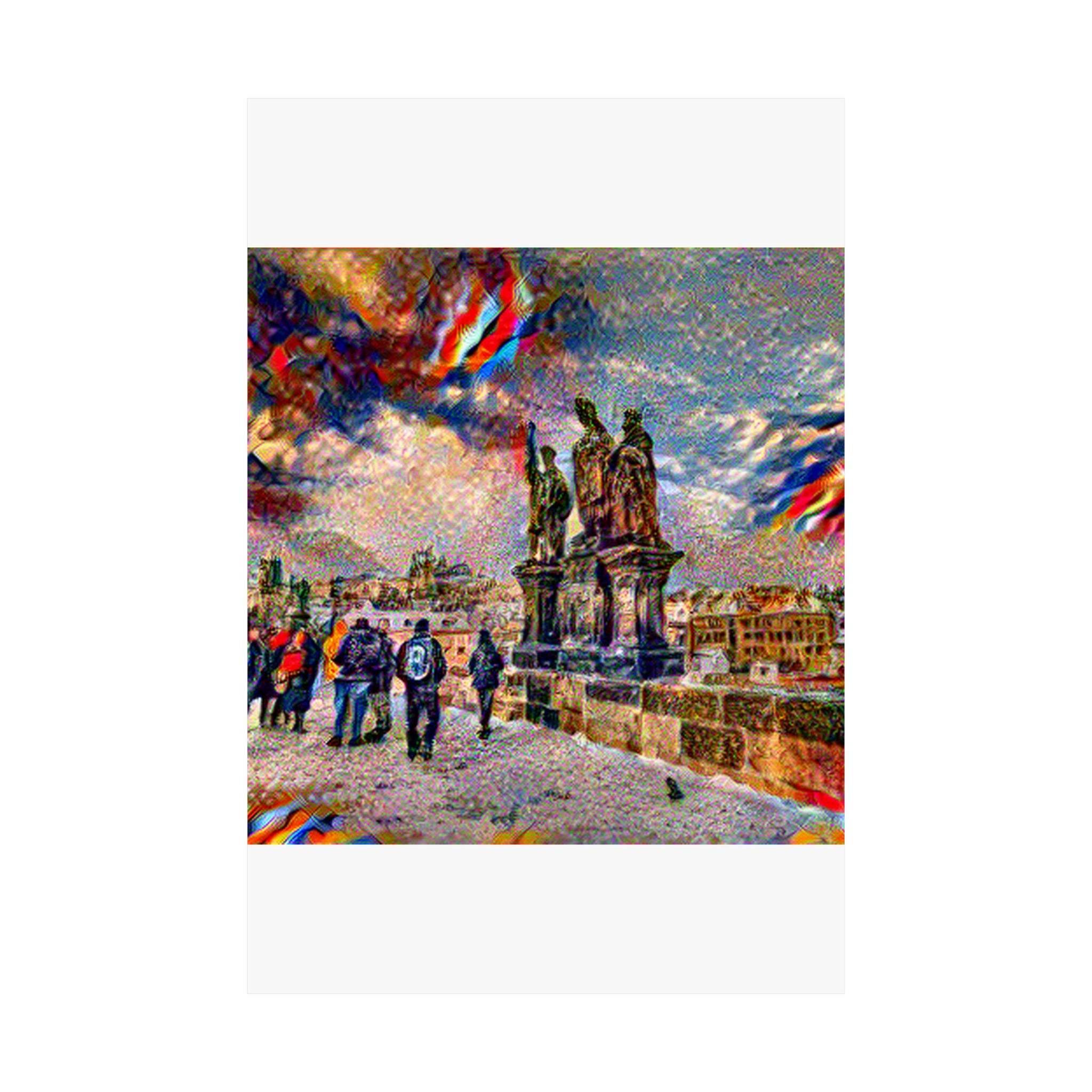 Charles Bridge in Composition VII Style | Wassily Kandinsky Inspired Art