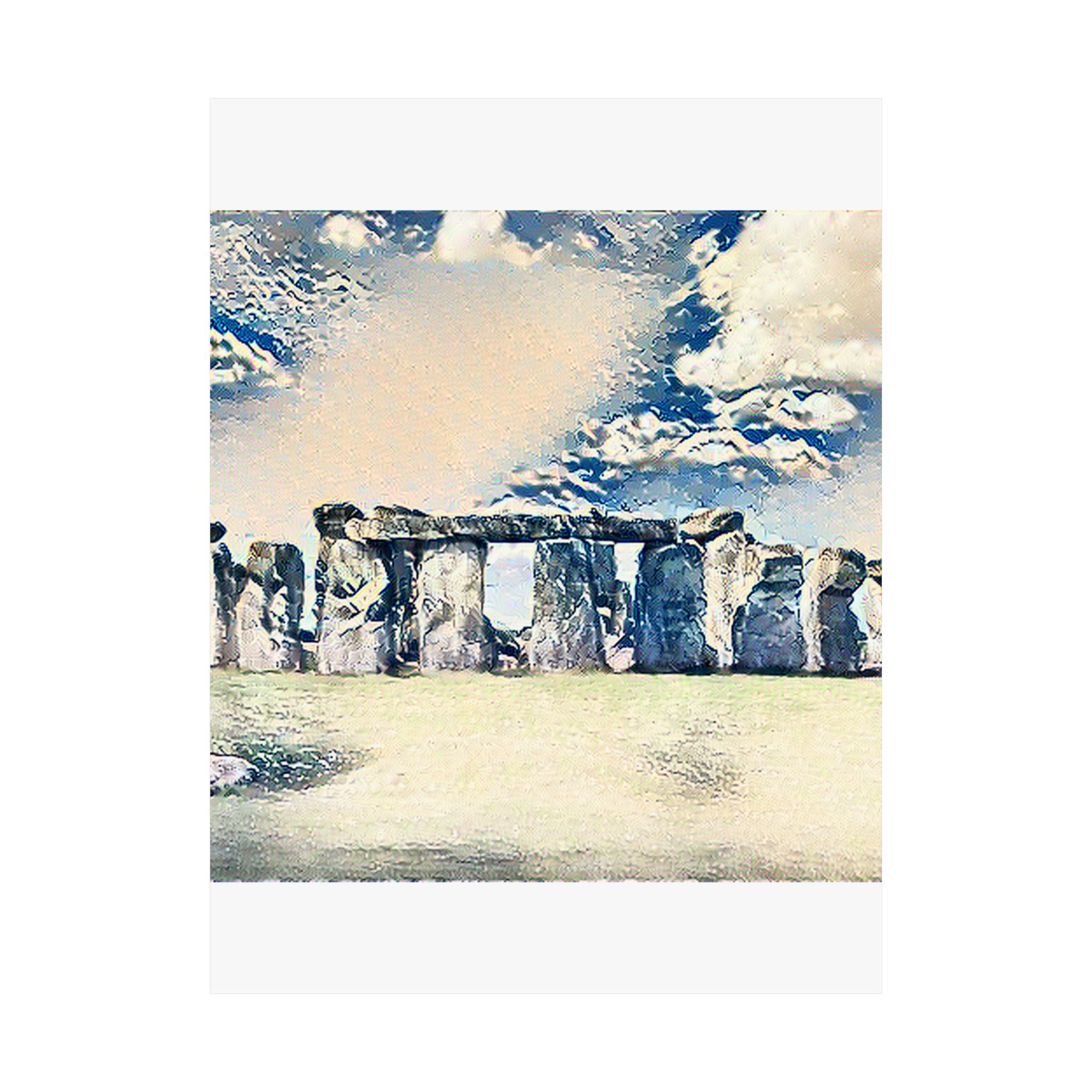 Stonehenge in Great Wave Style - Poster Print