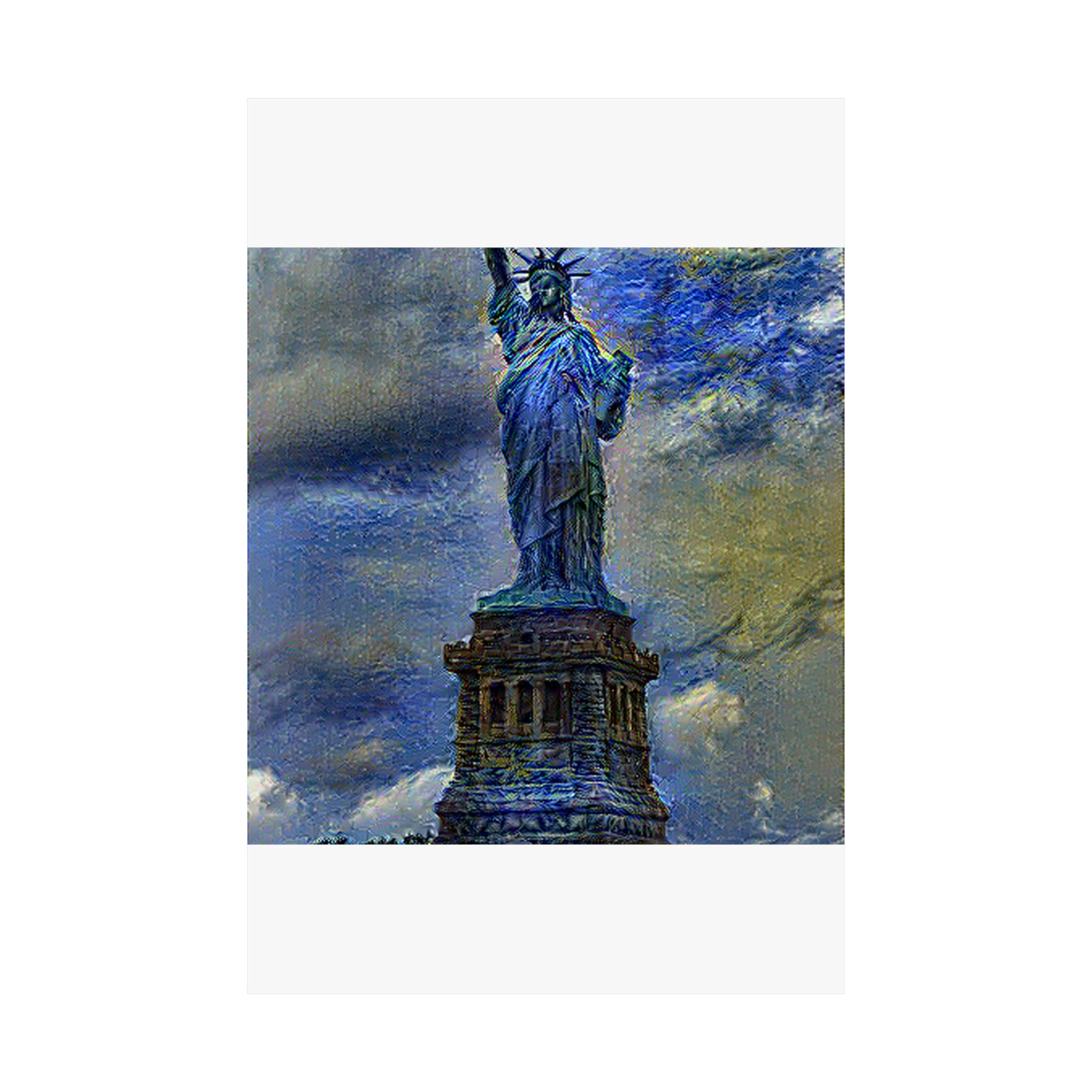 Statue of Liberty in Starry Night Style | Vincent van Gogh Inspired Art