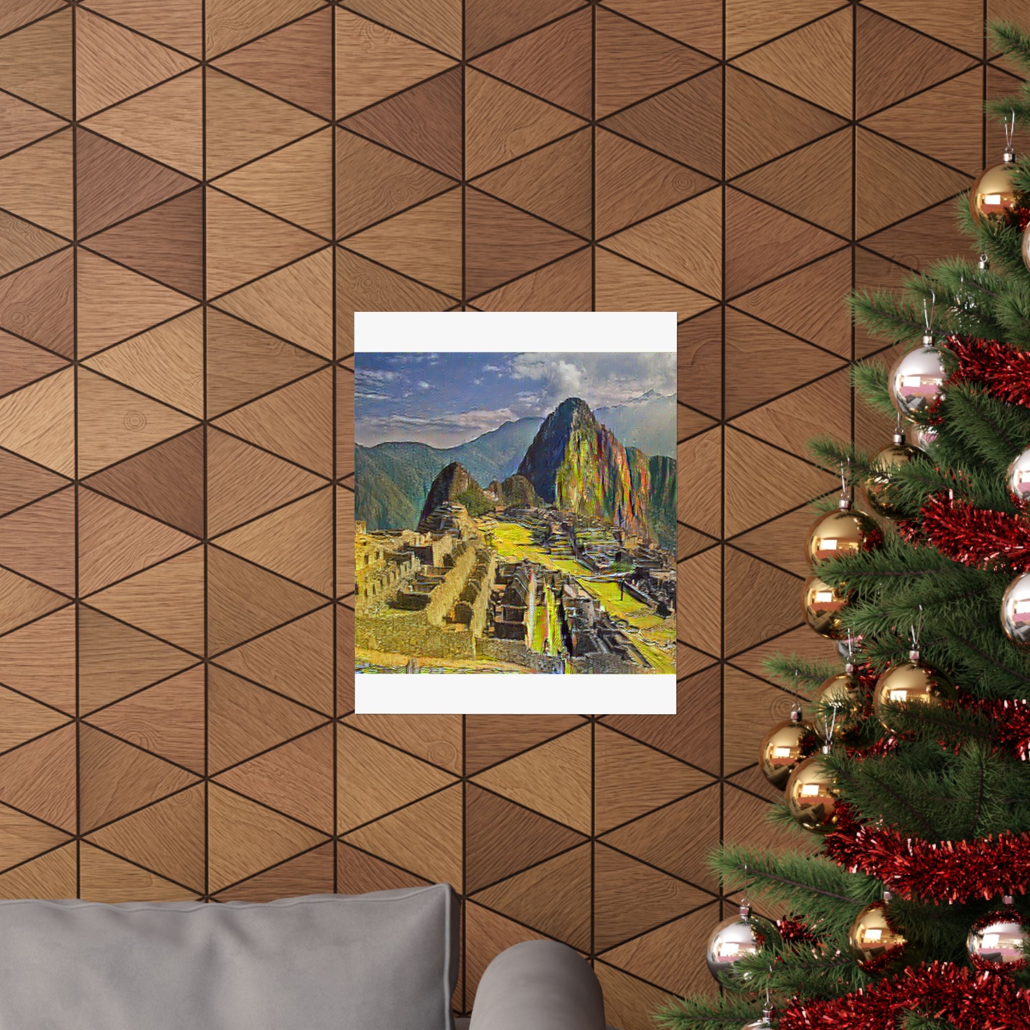 Machu Picchu in Cafe Terrace at Night Style | Vincent van Gogh Inspired Art