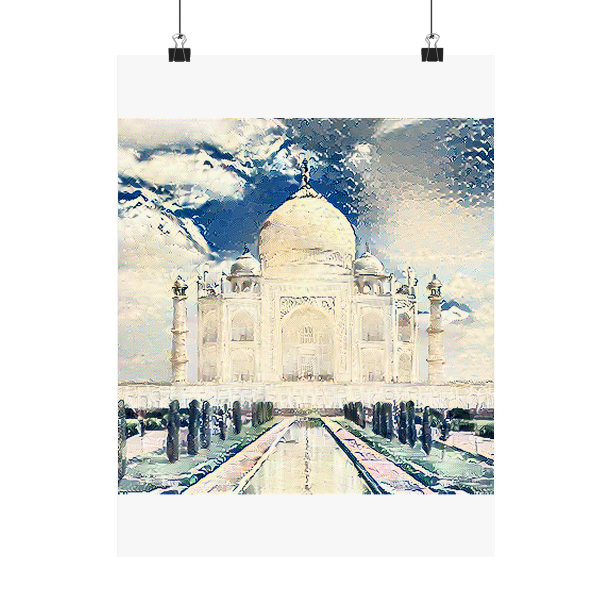Taj Mahal in Great Wave Style - Poster Print