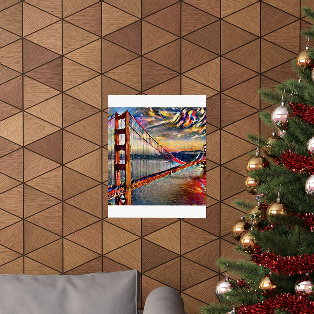 Golden Gate in Composition Vii Style - Poster Print