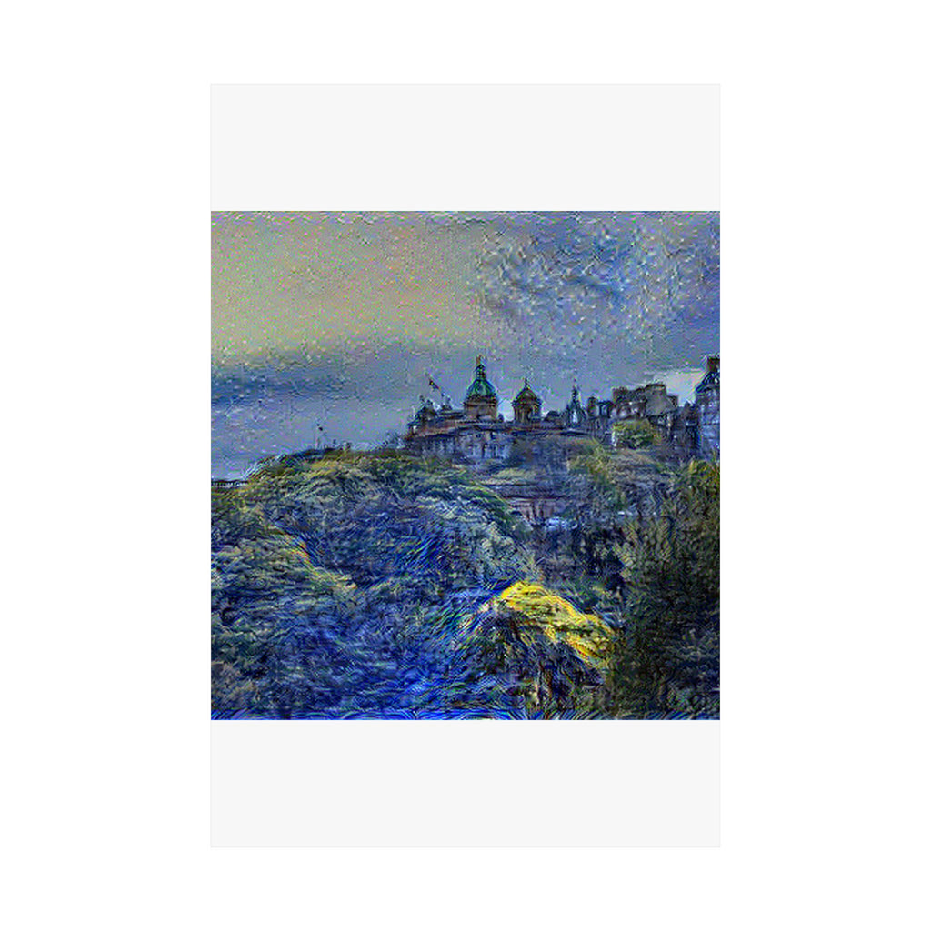Edinburgh Old Town in Starry Night Style | Vincent van Gogh Inspired Art