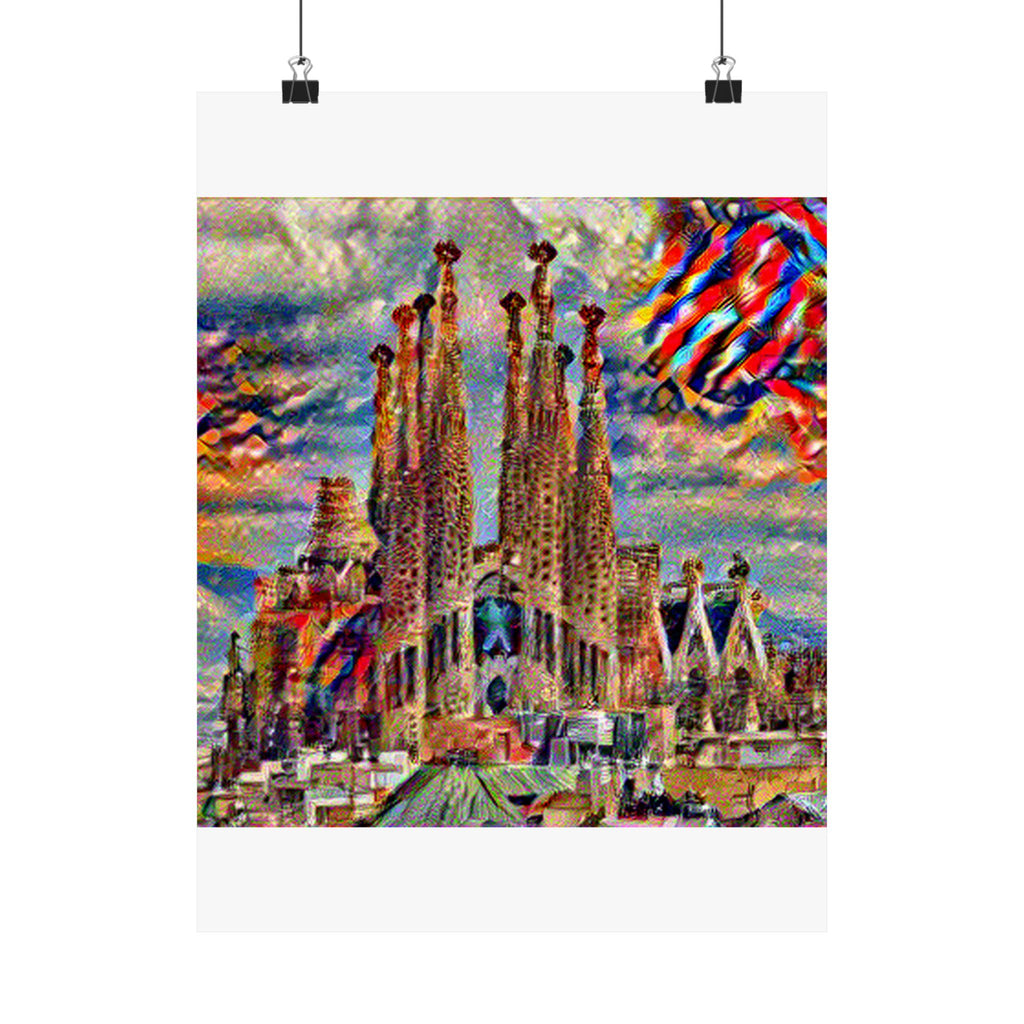 Sagrada Familia in Composition Vii Style - Poster Print