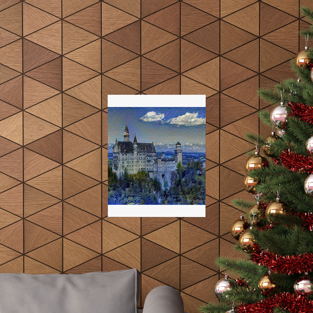 Neuschwanstein Castle in Starry Night Style | Vincent van Gogh Inspired Art