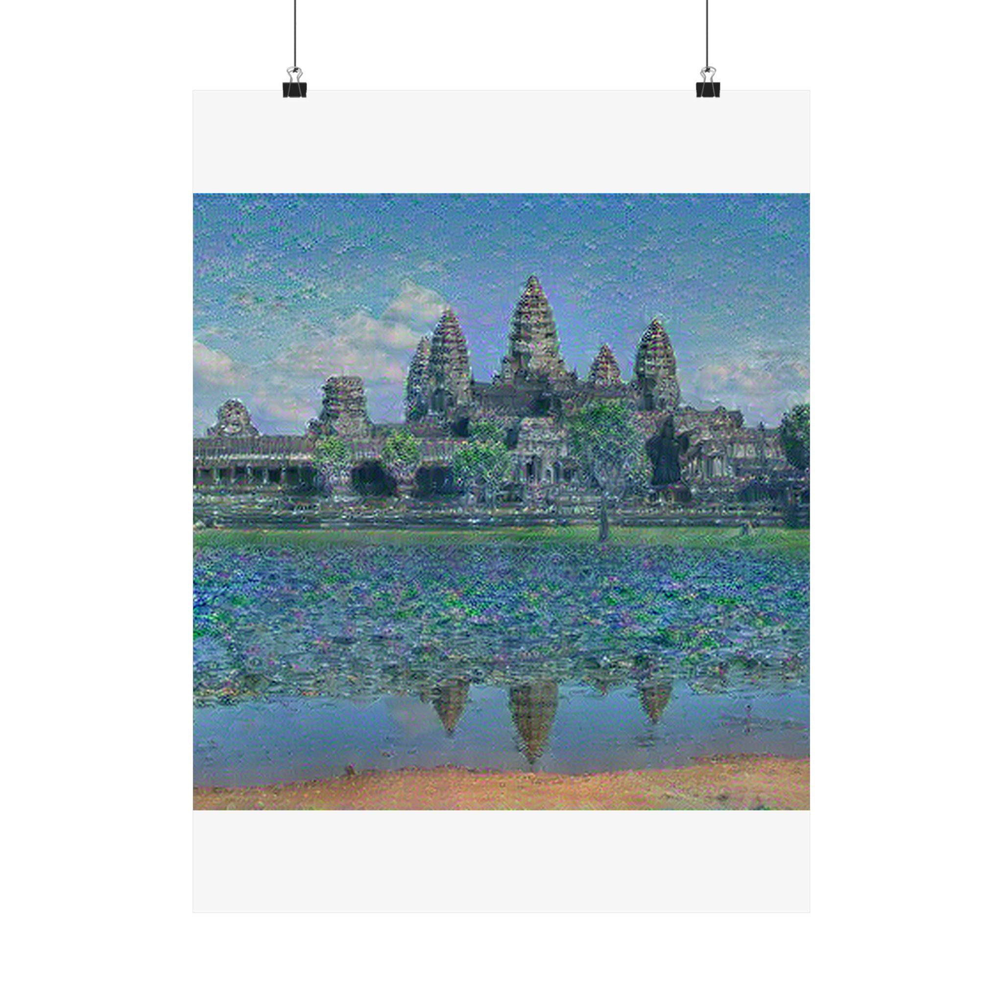 Angkor Wat in Water Lilies Style | Claude Monet Inspired Art