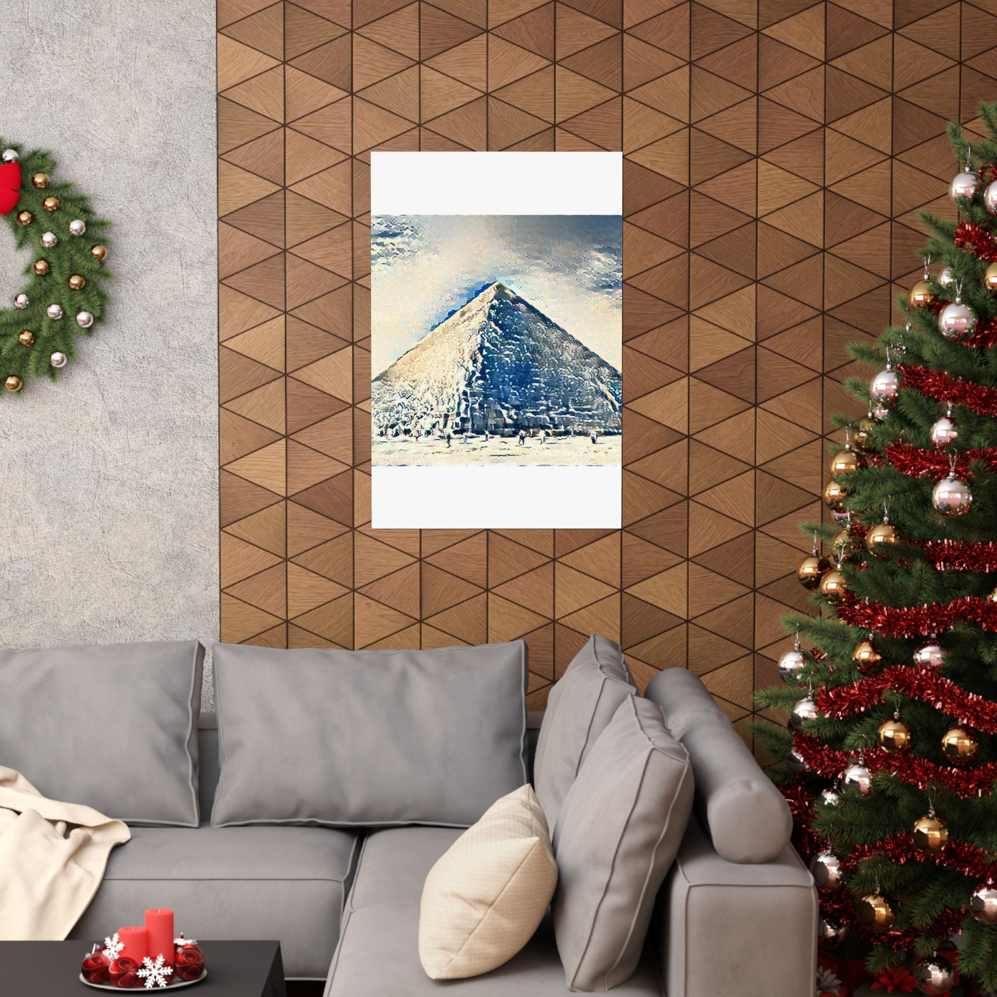 Pyramids Giza in Great Wave Style - Poster Print