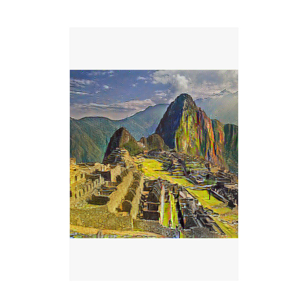 Machu Picchu in Cafe Terrace at Night Style | Vincent van Gogh Inspired Art