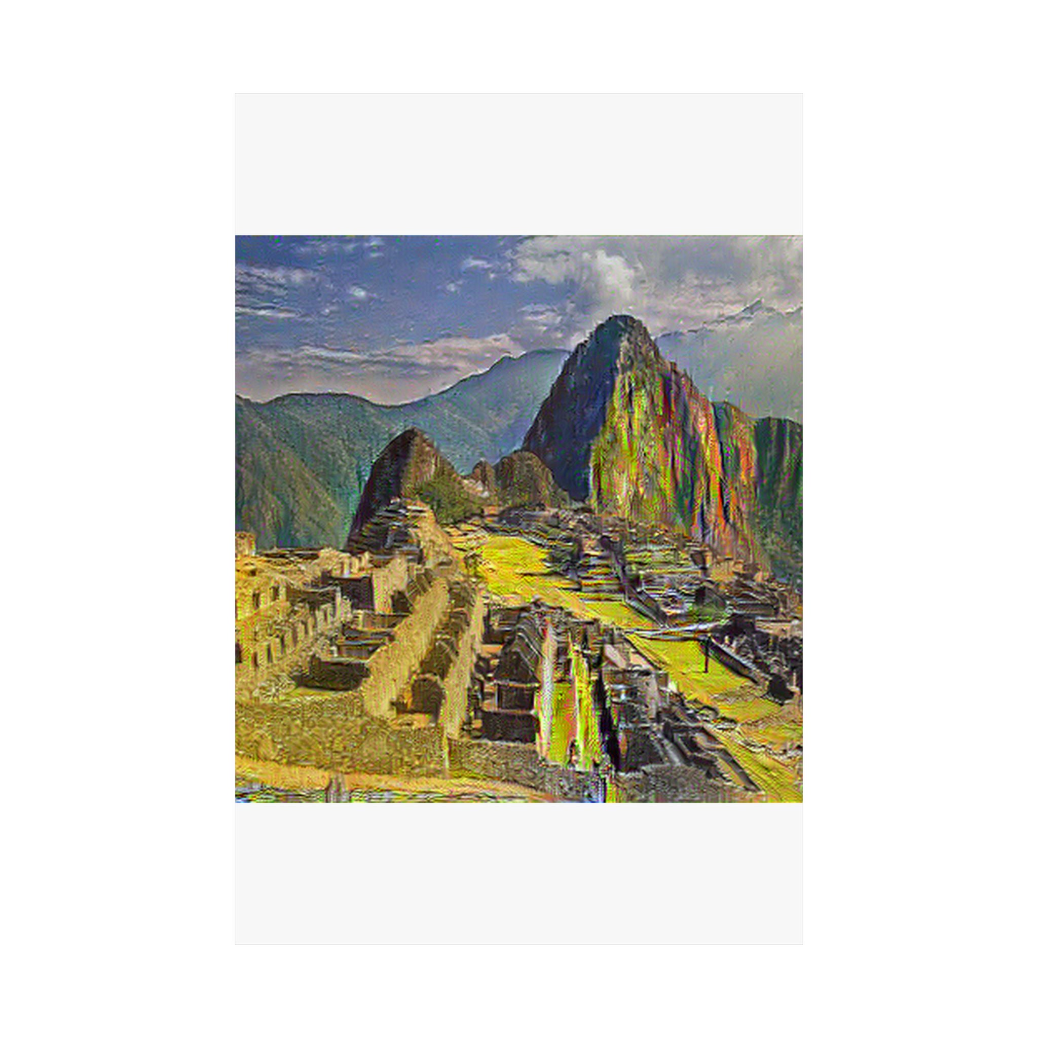 Machu Picchu in Cafe Terrace at Night Style | Vincent van Gogh Inspired Art